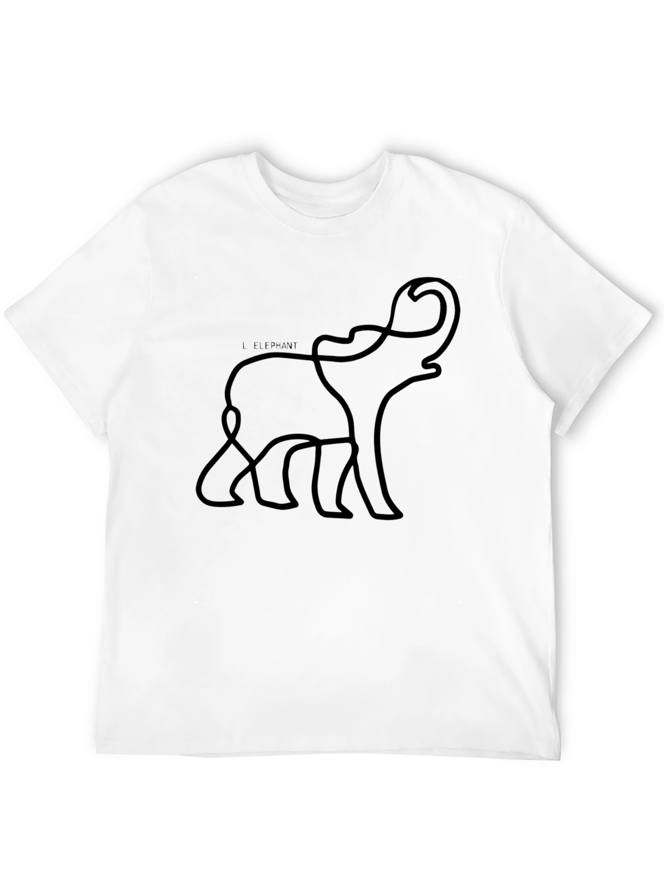 Black Elephant Line Art Black T-Shirt view 12