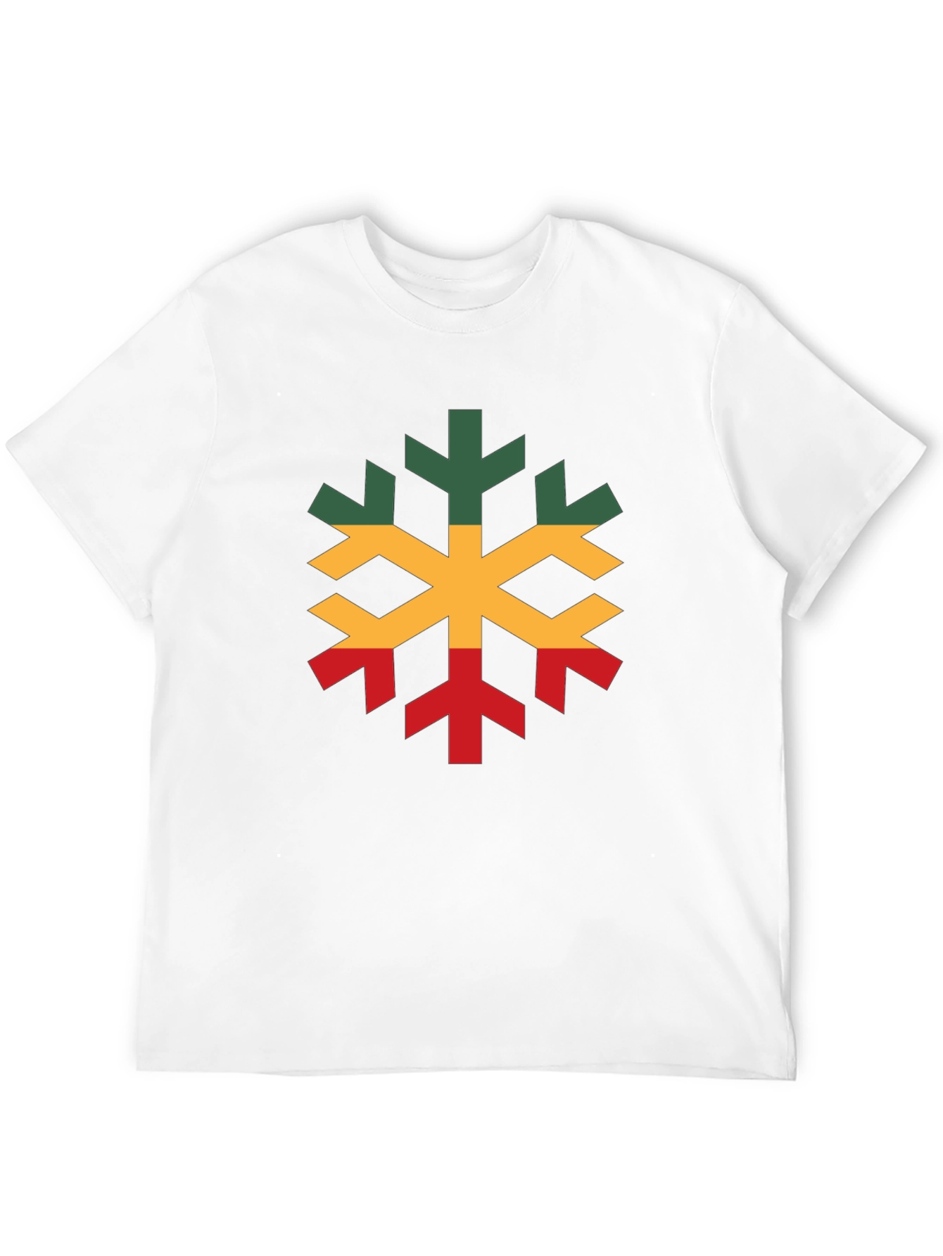 Black Rasta Snowflake Graphic T-Shirt - Cotton Blend, Short Sleeve view 12