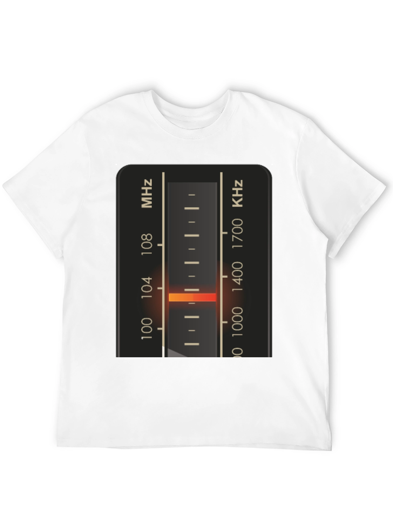 Black T-Shirt with Vintage Radio Tuning Dial Design view 12