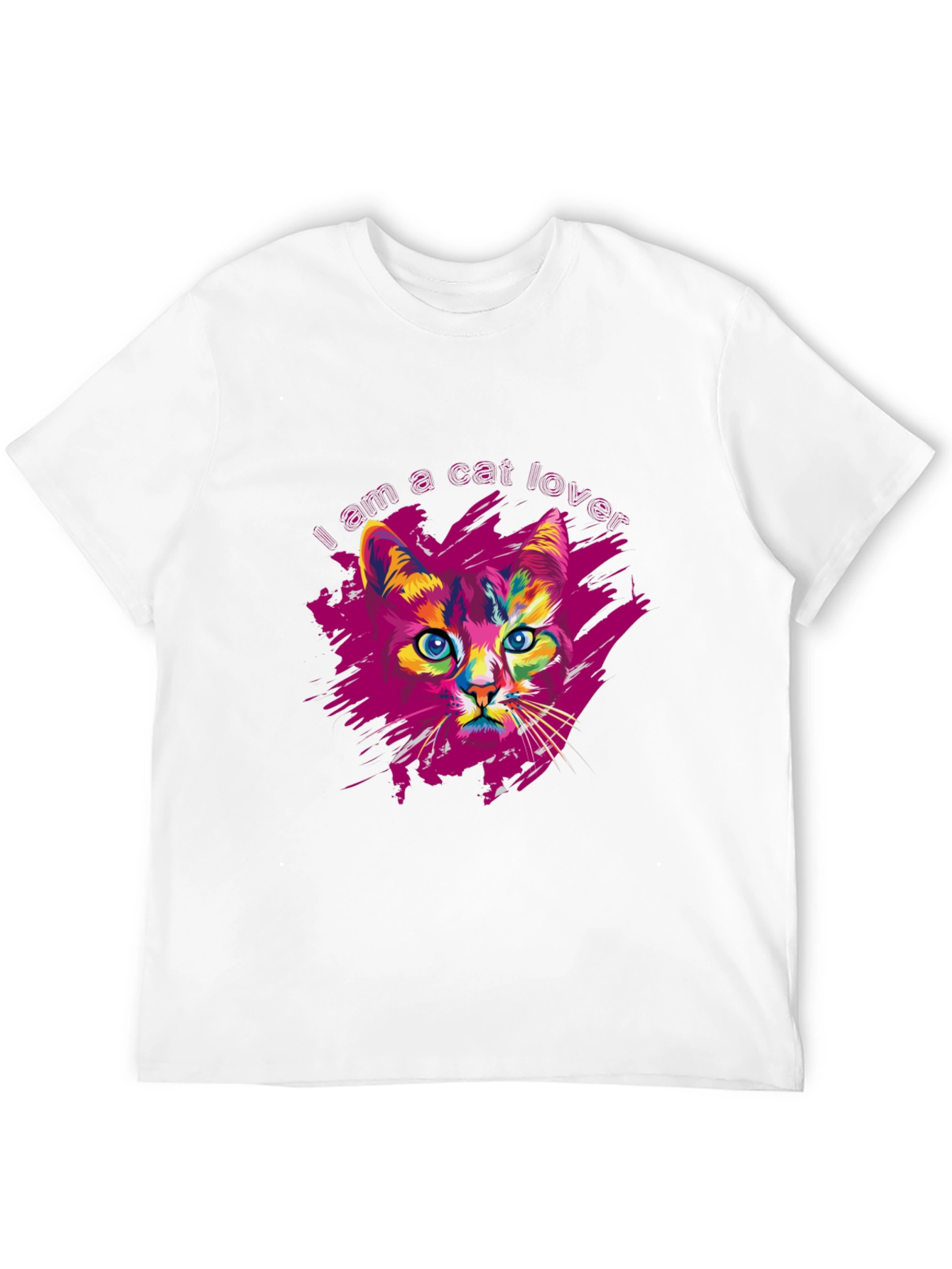 Black Vibrant Cat Lover Graphic Print Black T-Shirt view 12