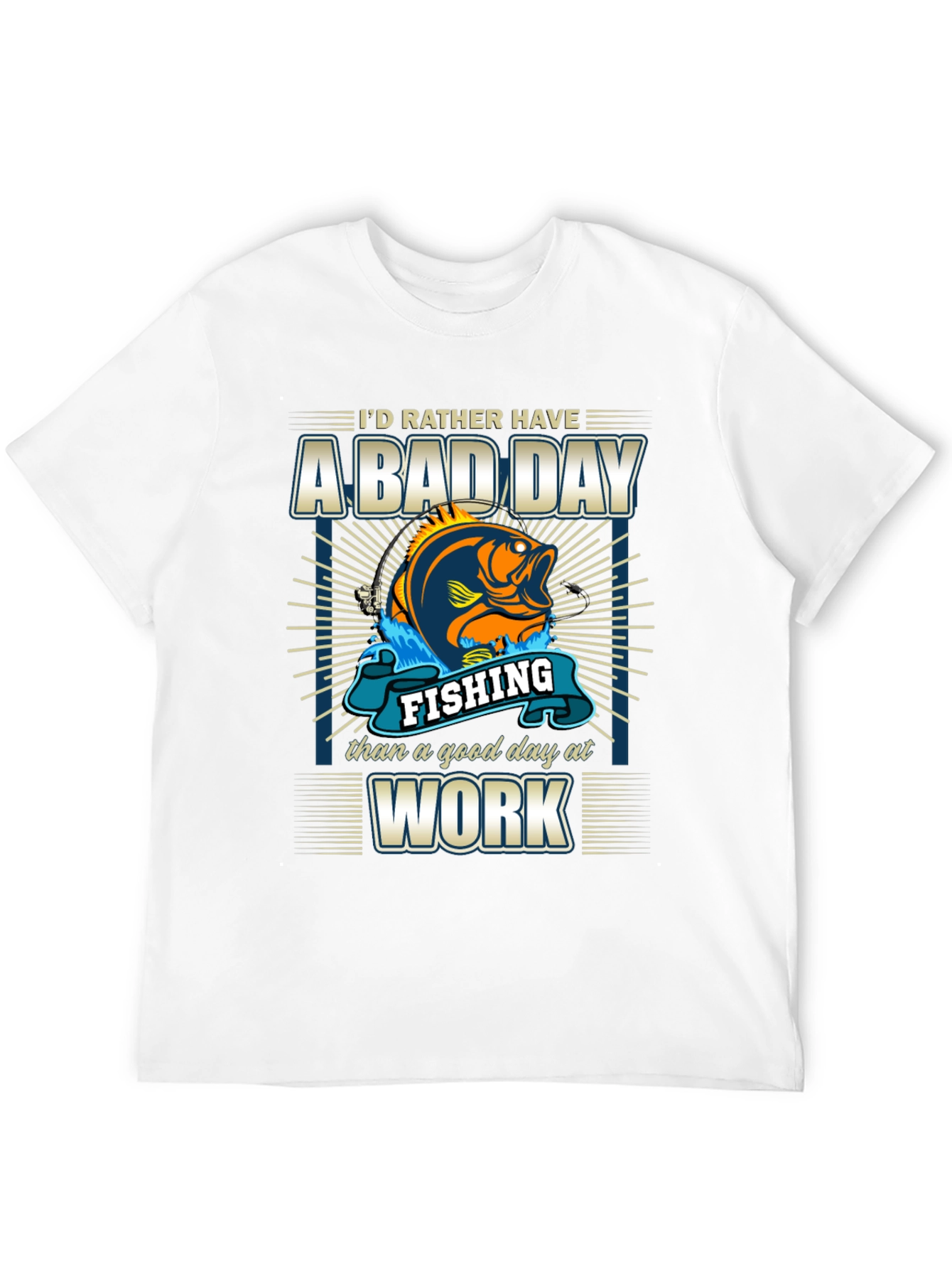 Black Fishing Bad Day Work Men's T-Shirt view 12