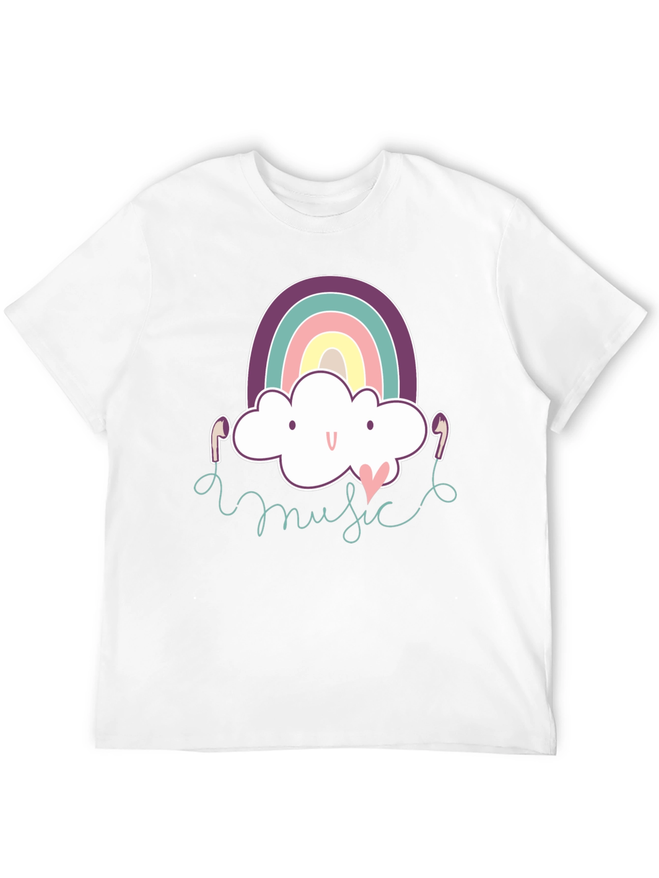 Black Rainbow Cloud Music T-Shirt - Cute & Stylish! view 12
