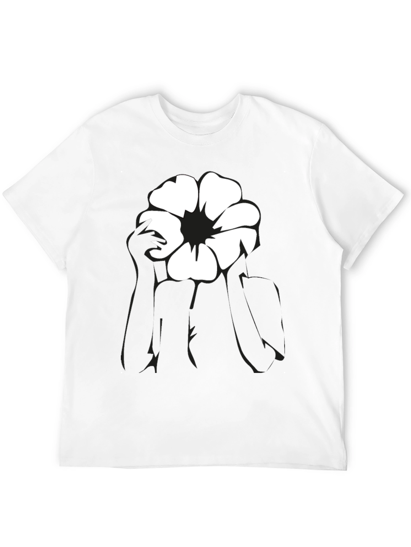 Black Black T-Shirt with Flower Graphic view 12