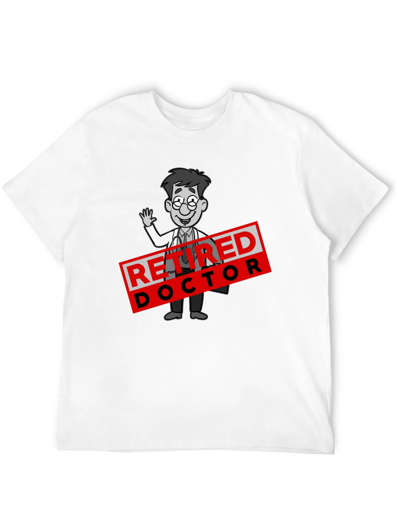 Black Retired Doctor Cartoon Graphic T-Shirt view 12