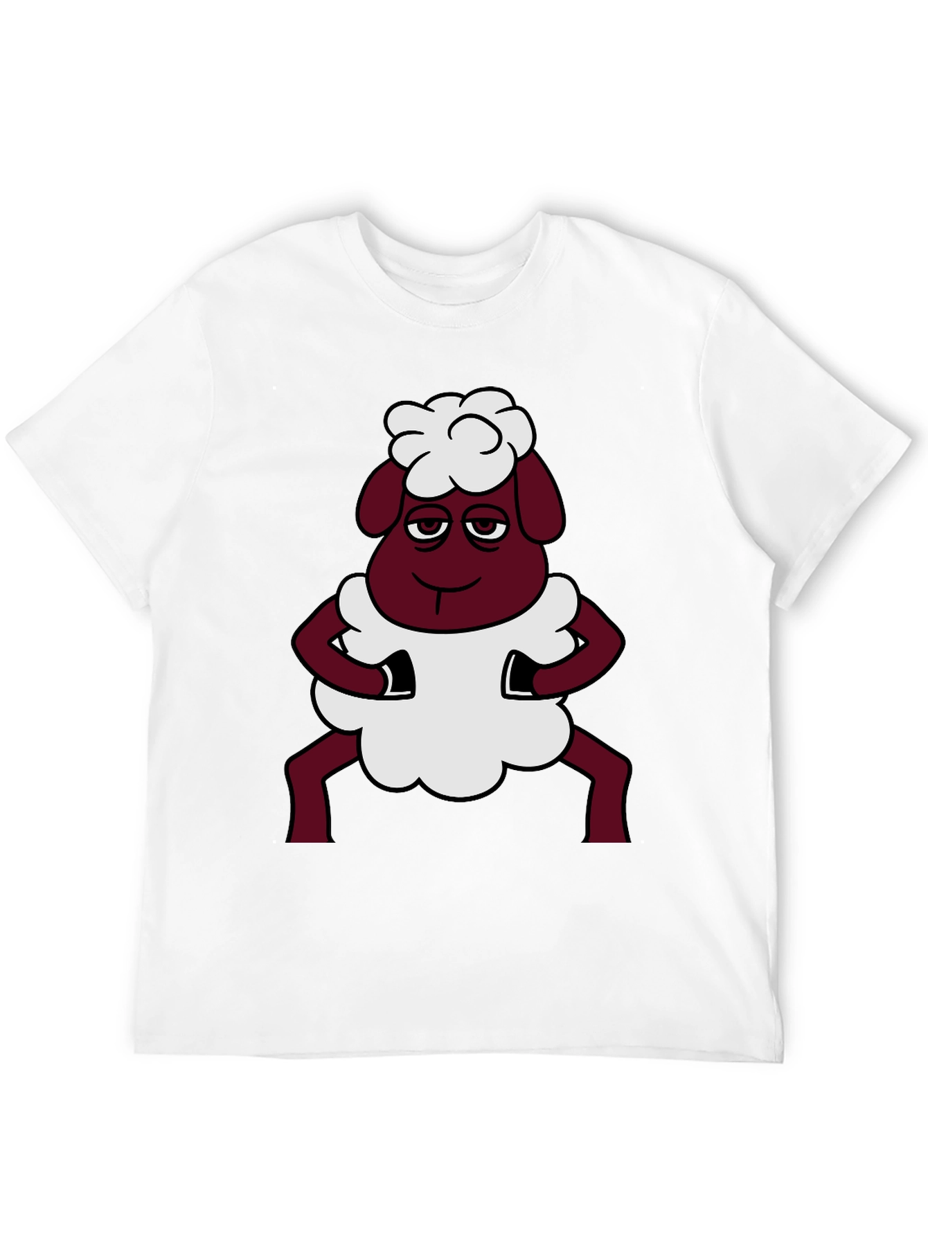 Black Funny Sheep Cartoon Graphic Black T-Shirt view 12