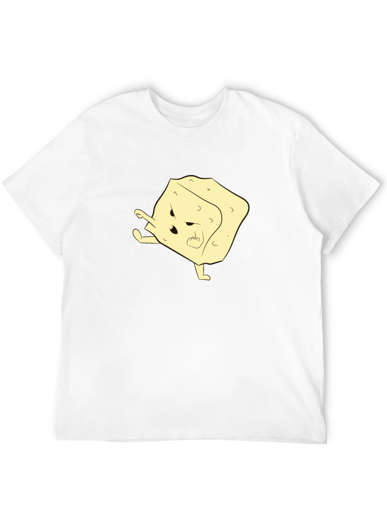 Black Funny Cartoon Tofu T-Shirt - Black view 12