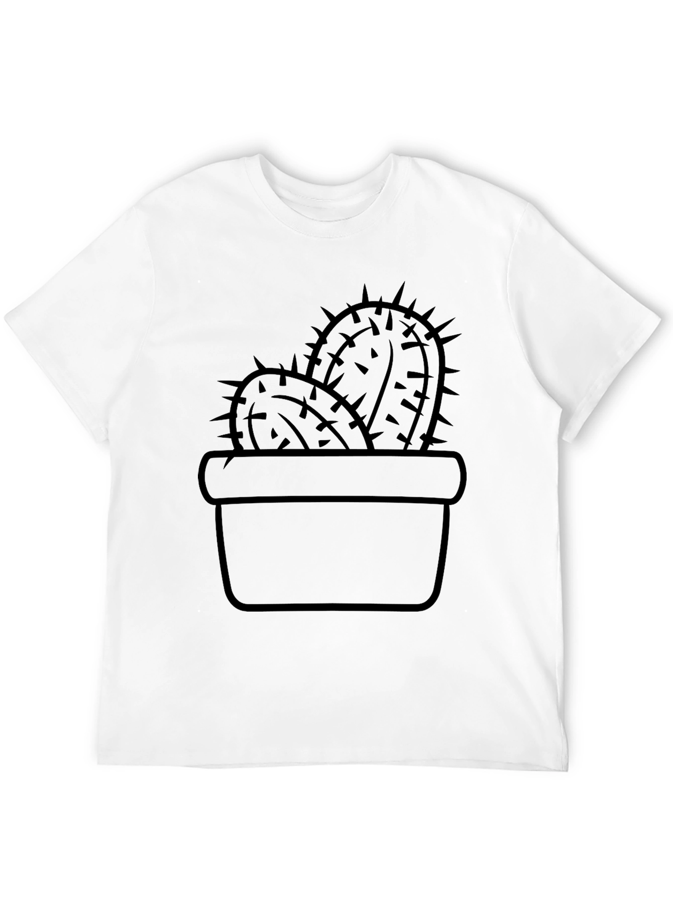 Black Cactus in Pot Graphic Tee - Black Cotton T-Shirt view 12
