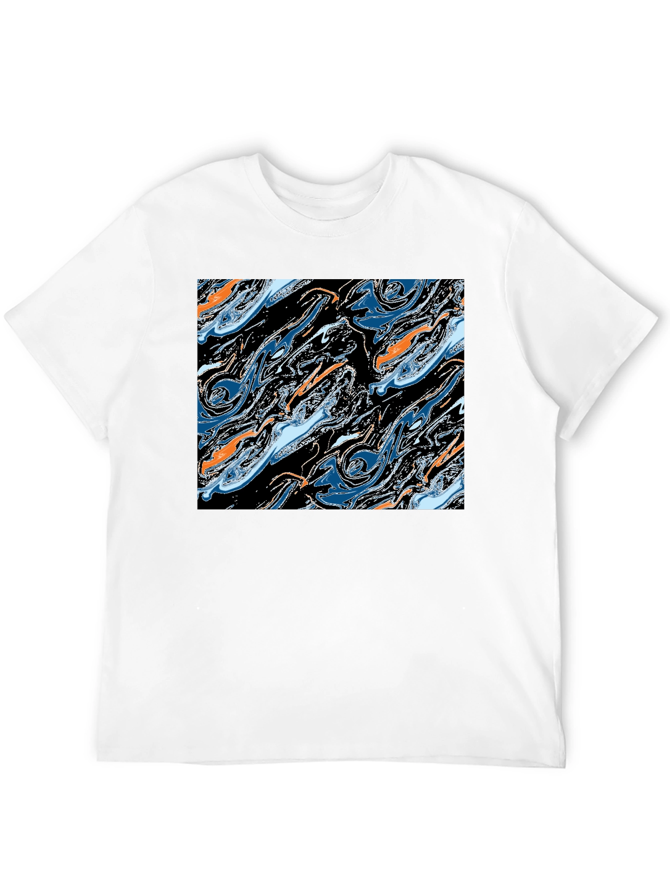 Black Abstract Swirl Graphic Tee - Modern Art T-Shirt view 12