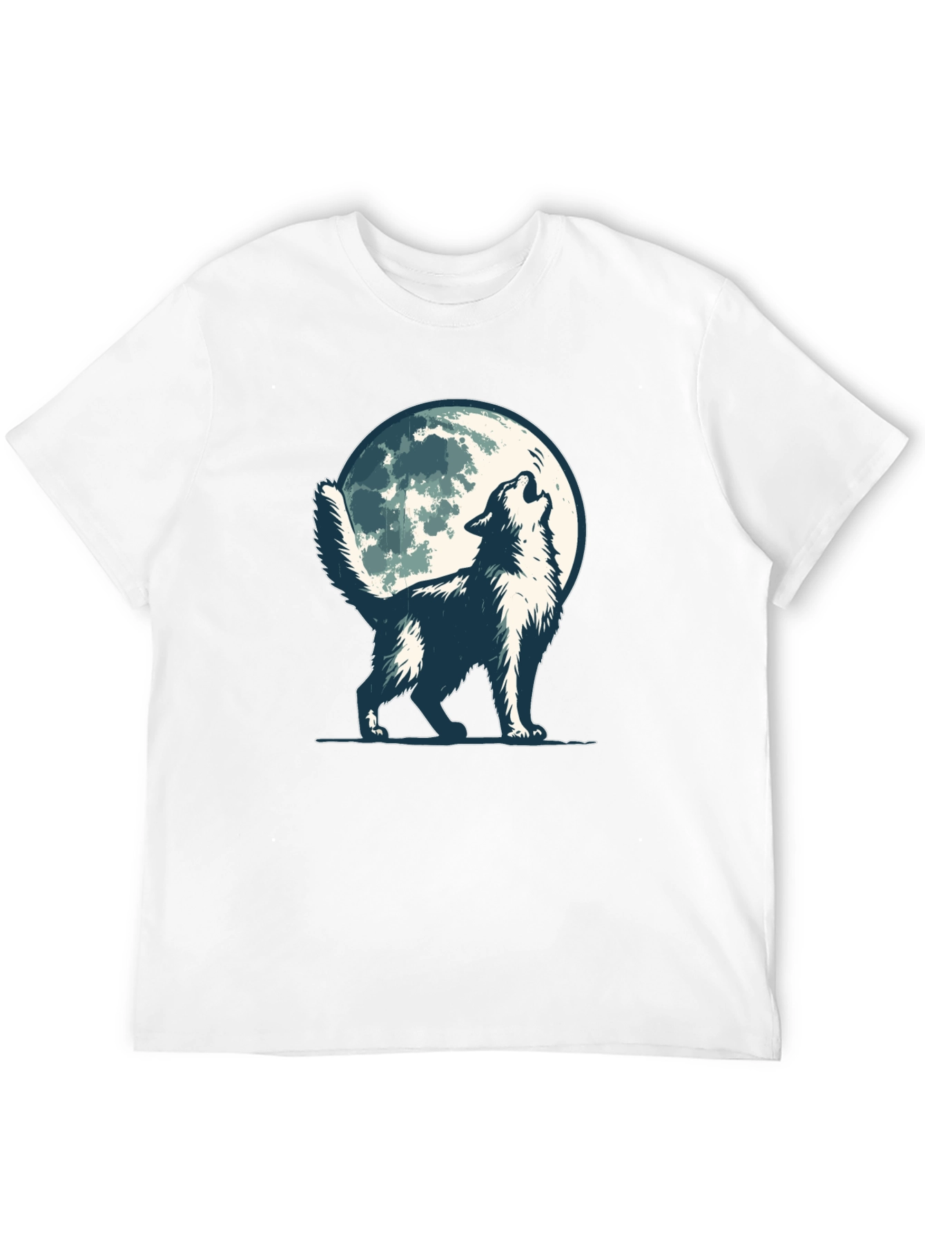 Black Wolf Howling at Moon Graphic Tee - Black Cotton Blend view 12