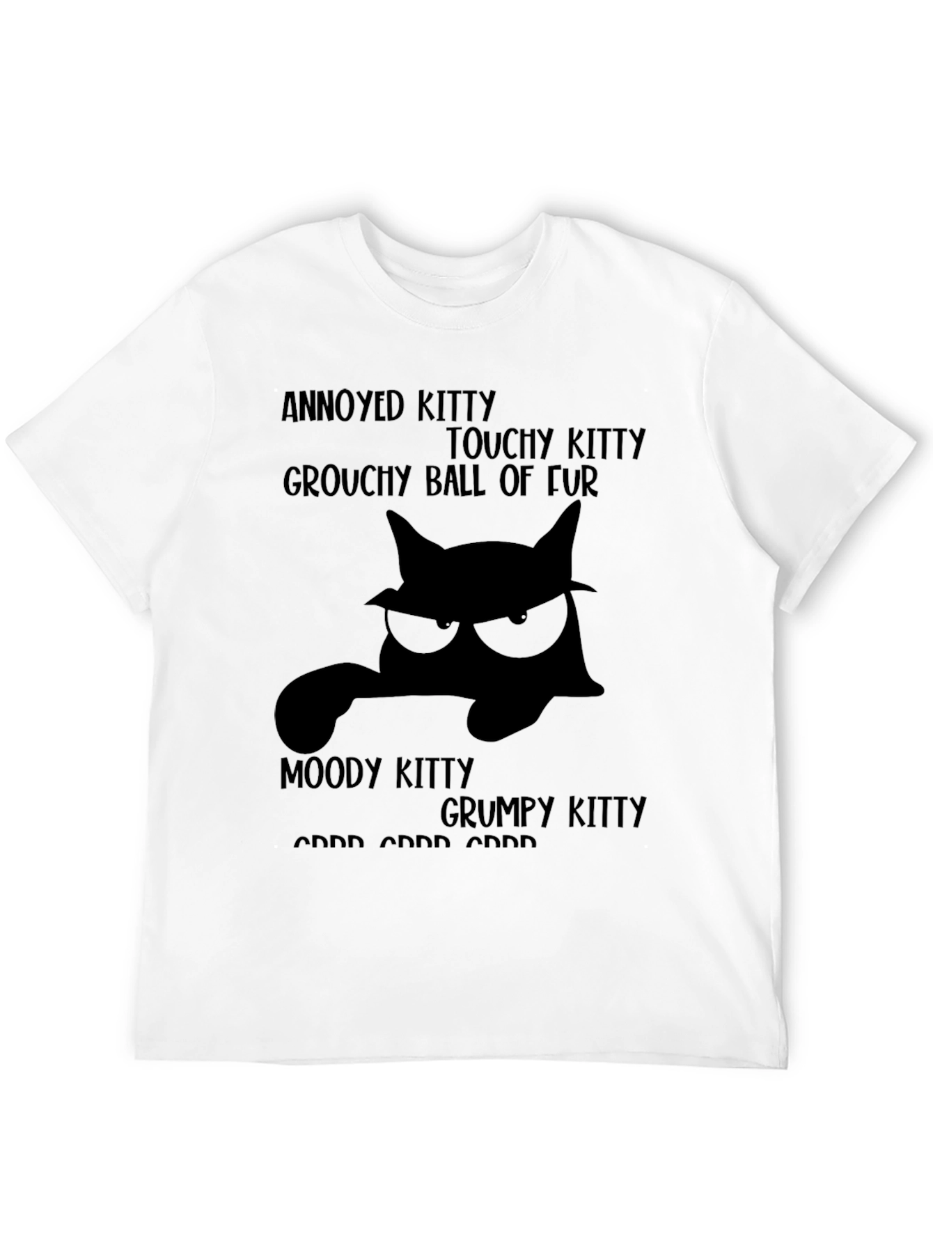 Black Grumpy Kitty T-Shirt - Annoyed Touchy Moody  view 12