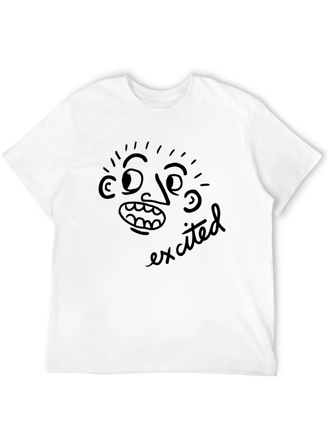 Black Excited Face Graphic Tee - Black Unisex T-Shirt view 12