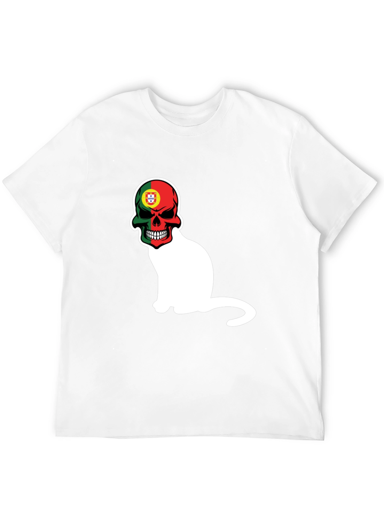 Black Portugal Skull Cat Graphic Tee - Men's Black T-Shirt view 12
