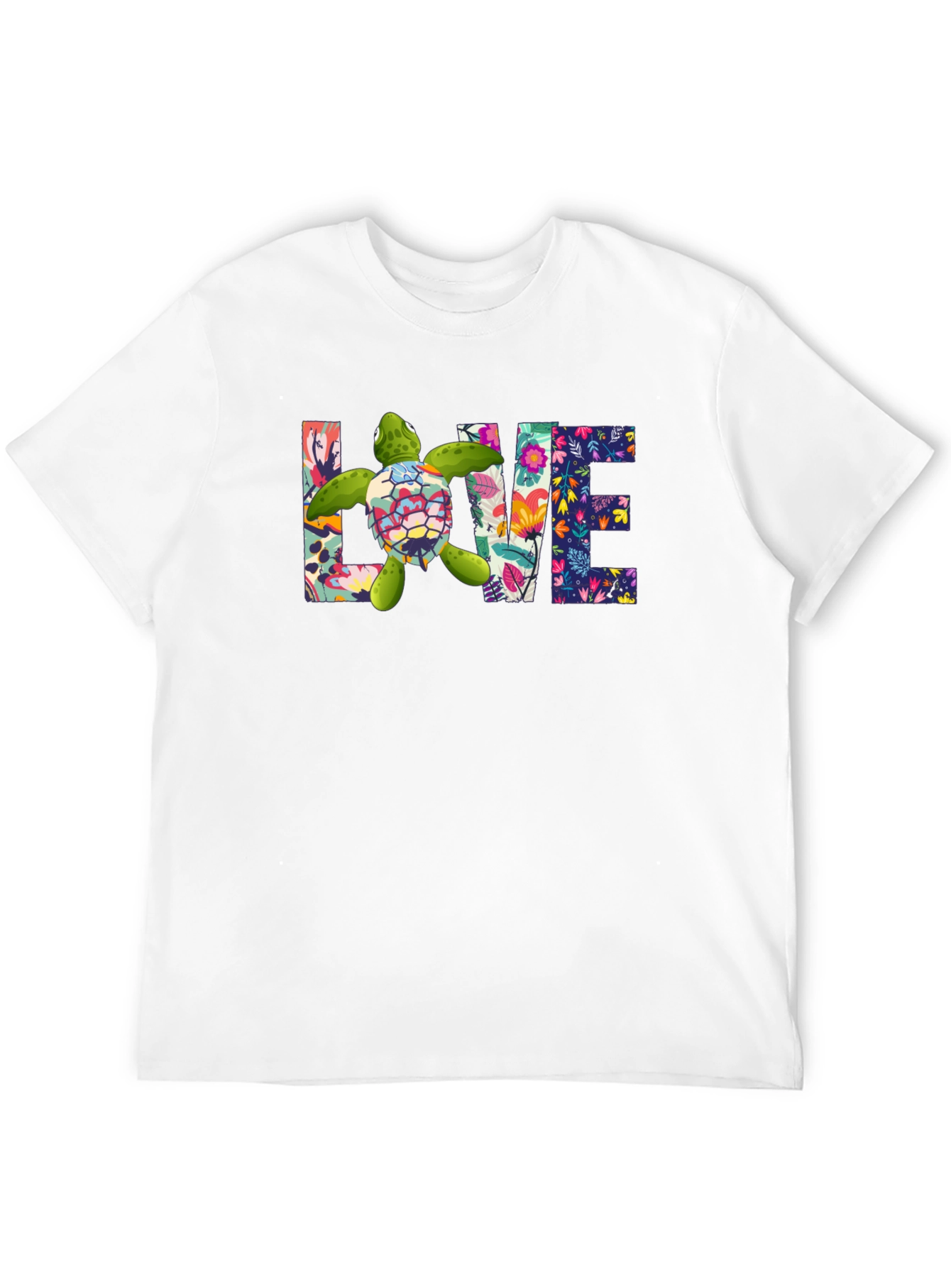 Black Floral Sea Turtle Love T-Shirt view 12