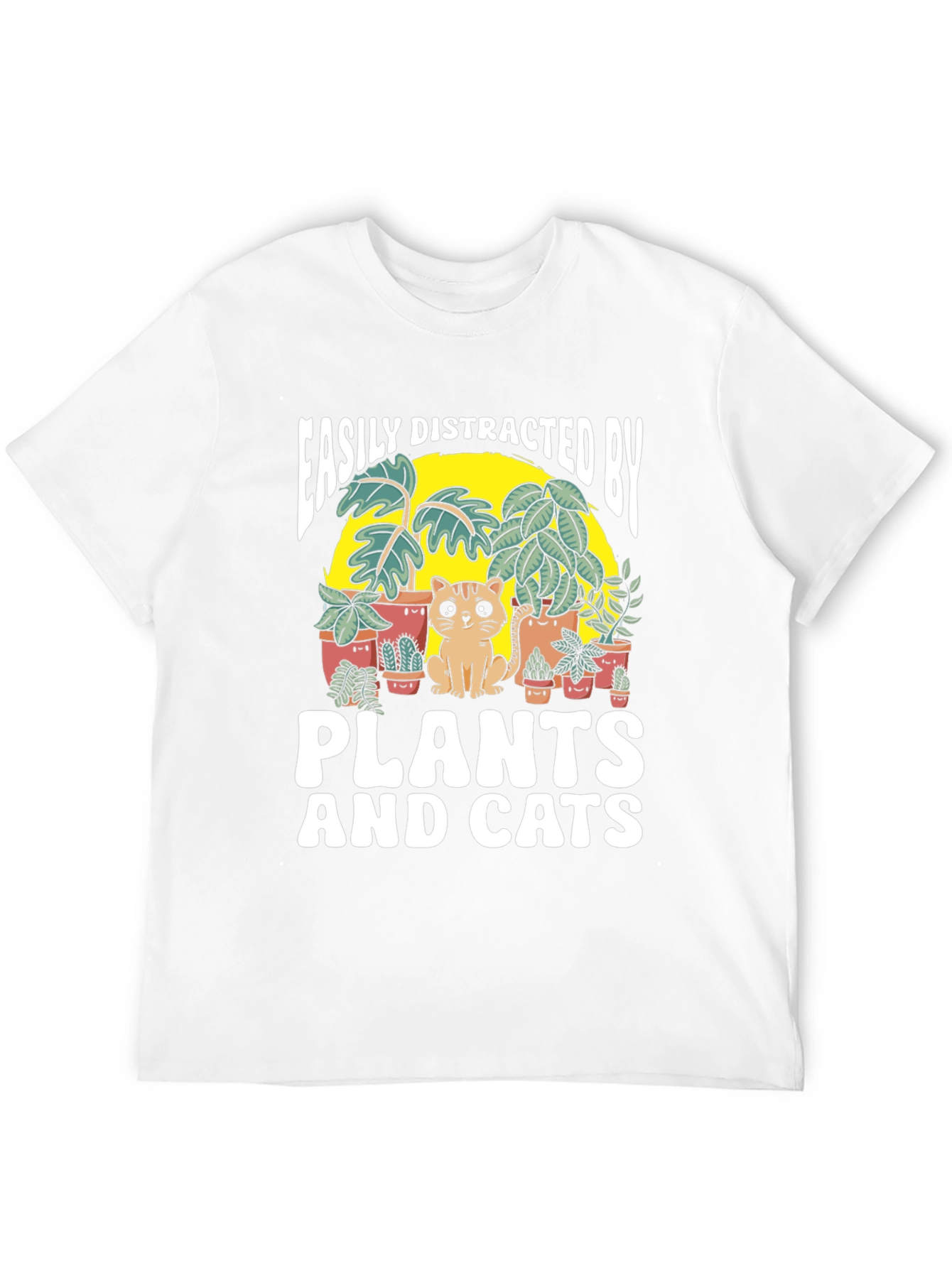 Black Easily Distracted by Plants and Cats T-Shirt view 12