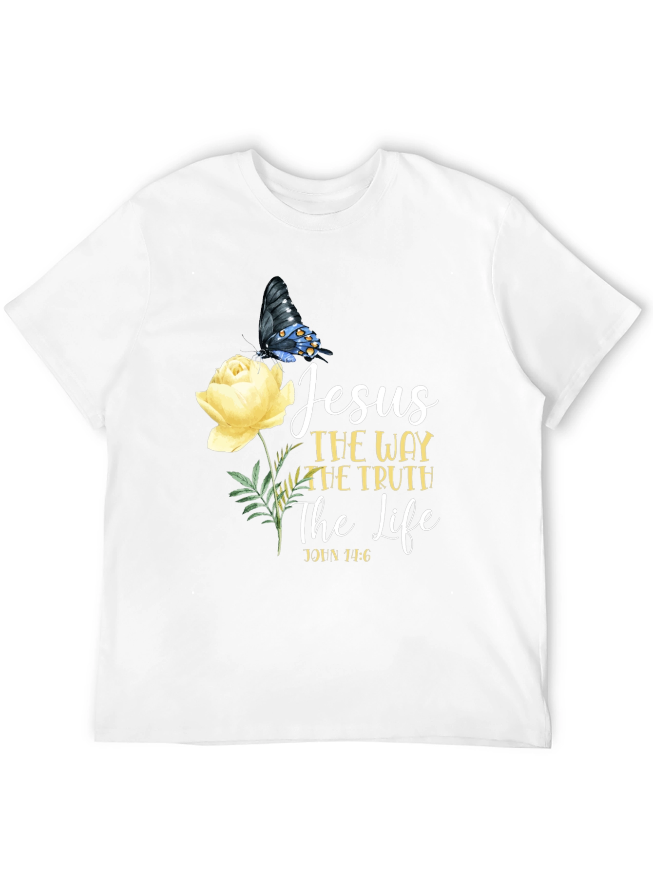Black Jesus Way Truth Life T-Shirt Butterfly Rose Graphic view 12