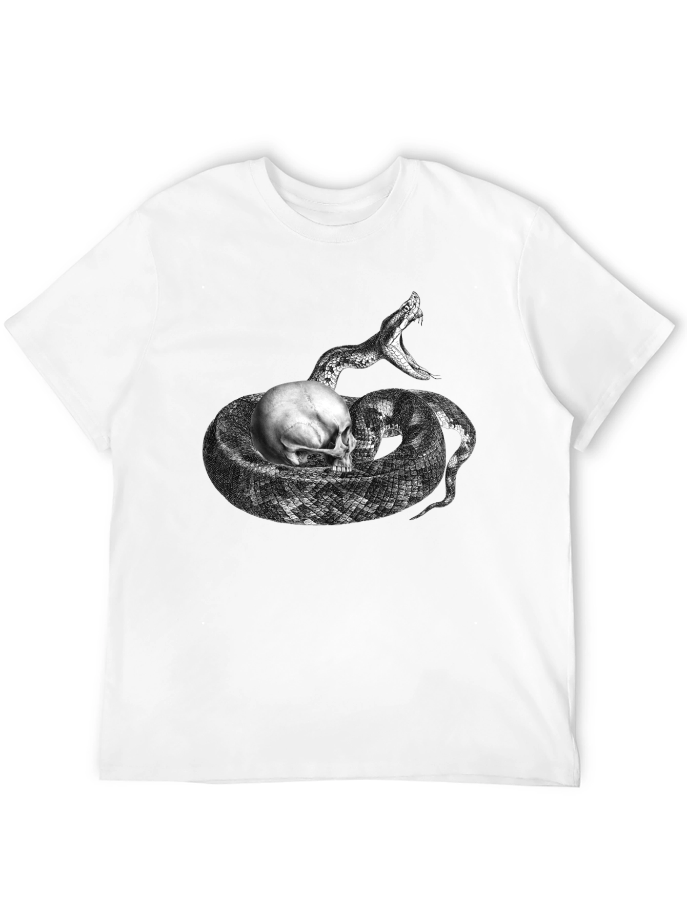 Black Skull & Snake Graphic Tee - Black Cotton T-Shirt view 12