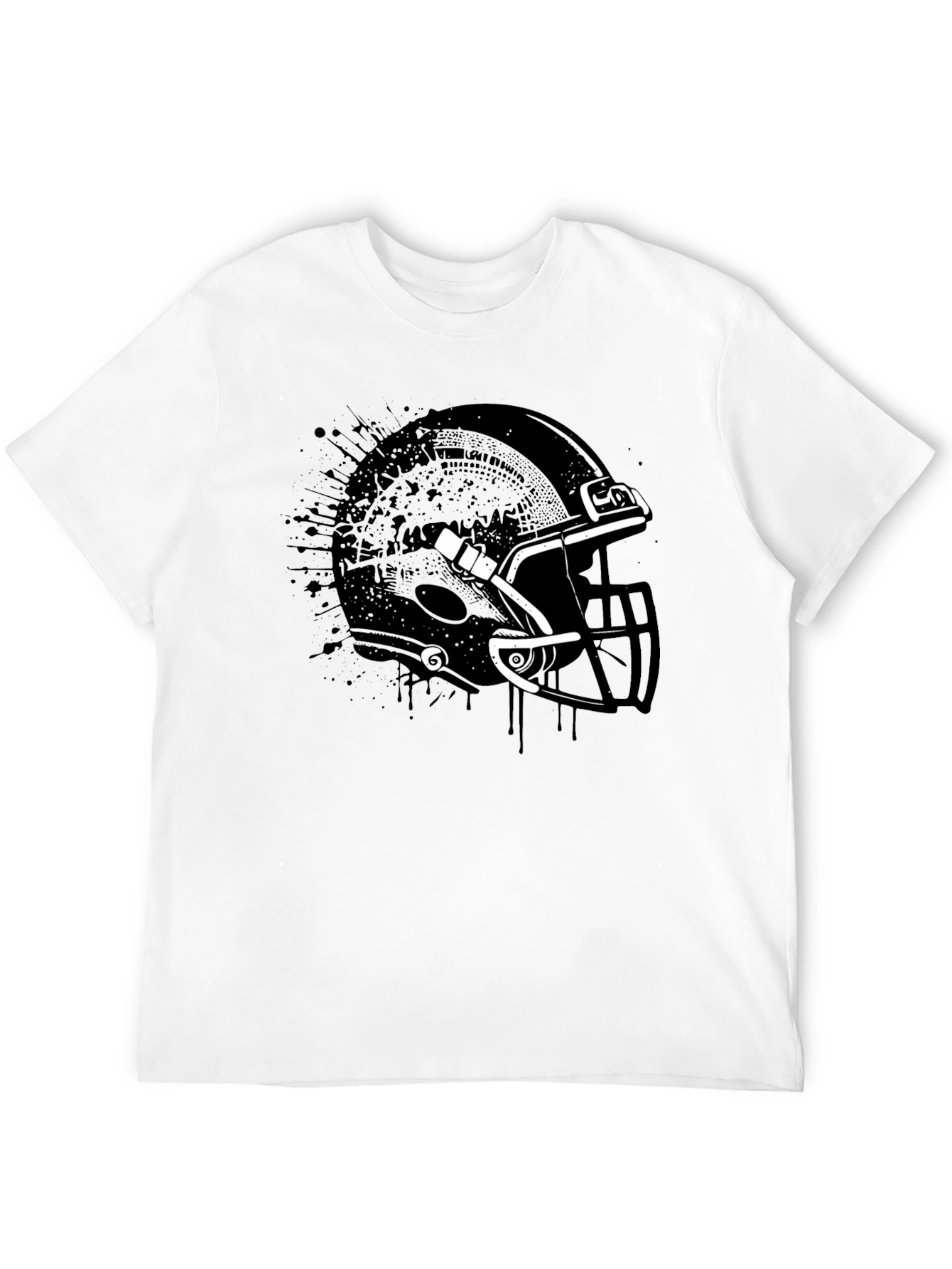 Black Football Helmet Graphic Tee - Black Cotton T-Shirt view 12