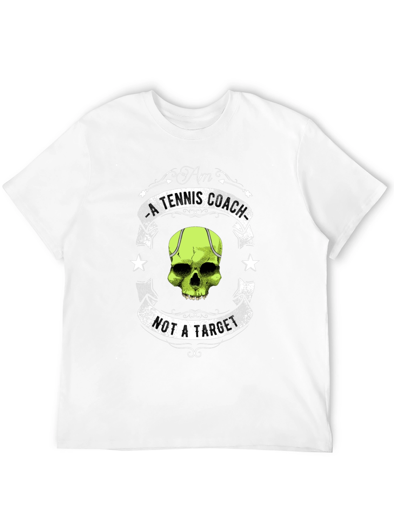 Black Tennis Coach Skull Graphic T-Shirt - Unique Design view 12