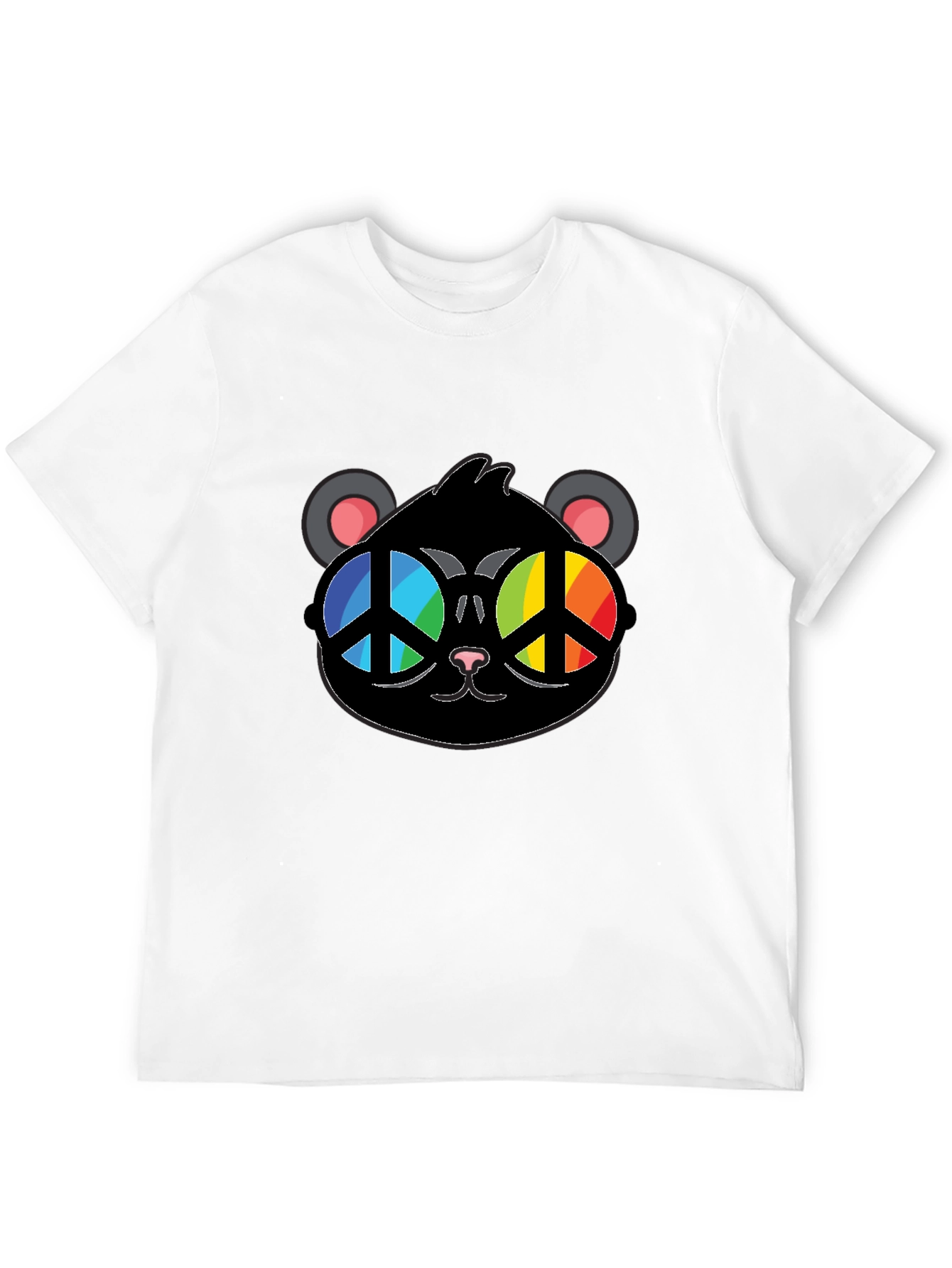 Black Cool Cat Peace Sign Glasses T-Shirt view 12