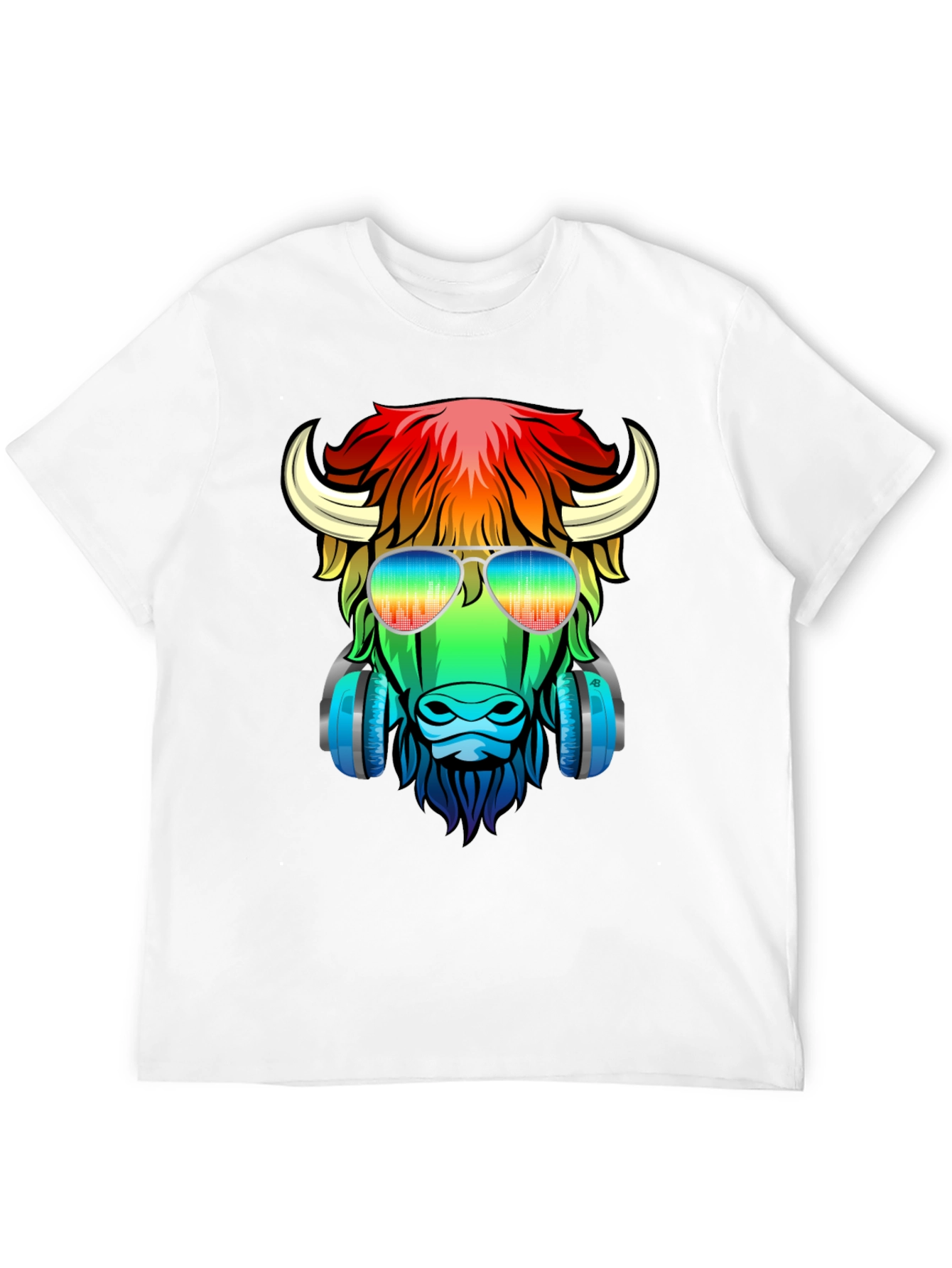 Black Cool Buffalo Graphic Tee - Colorful Animal Design view 12