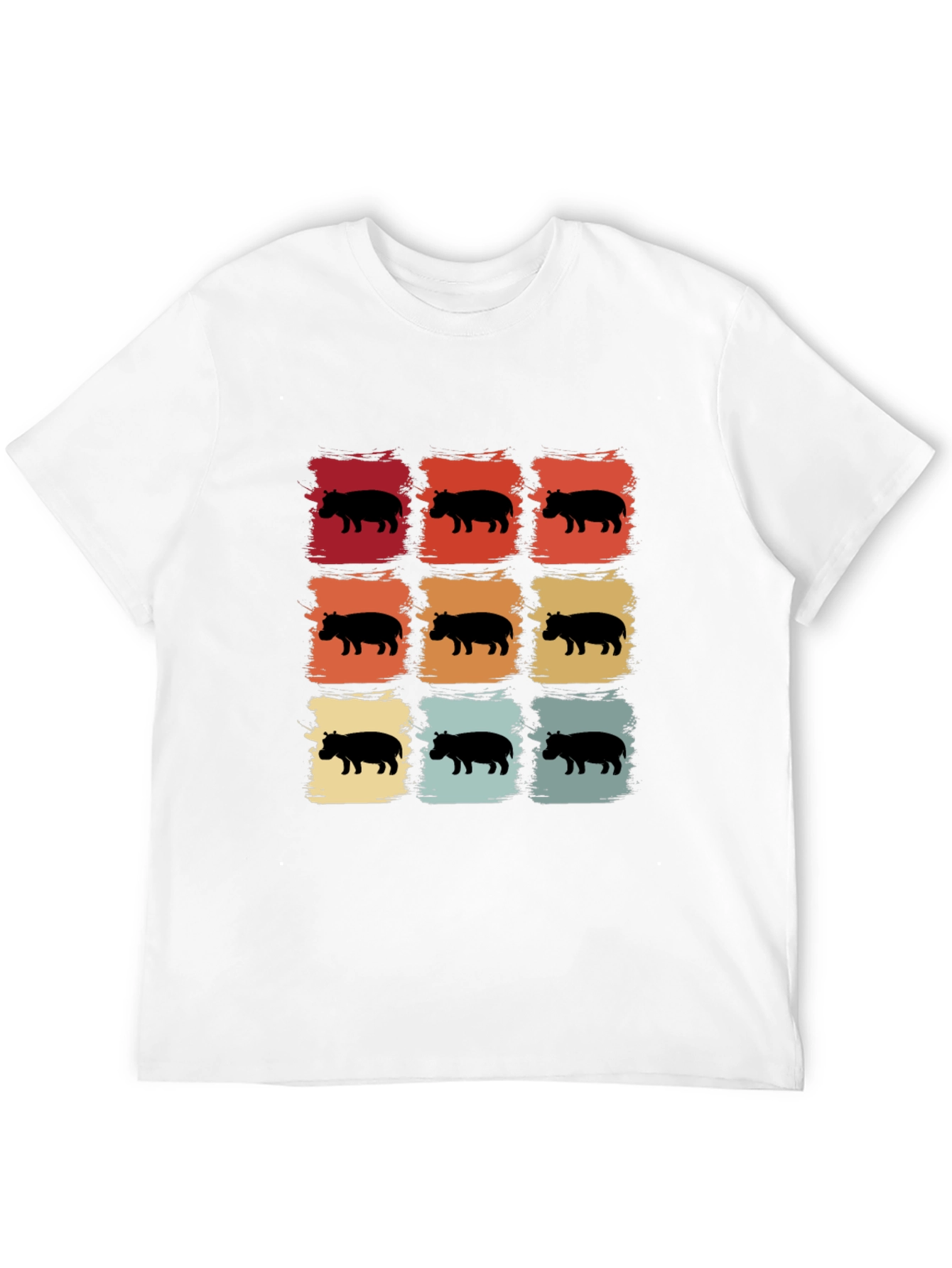 Black Retro Hippo Silhouette T-Shirt view 12