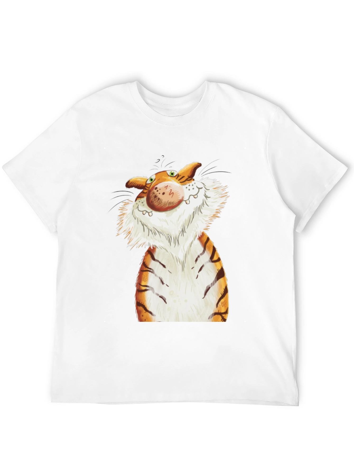 Black Cartoon Tiger Graphic Tee - Black Cotton T-Shirt view 12