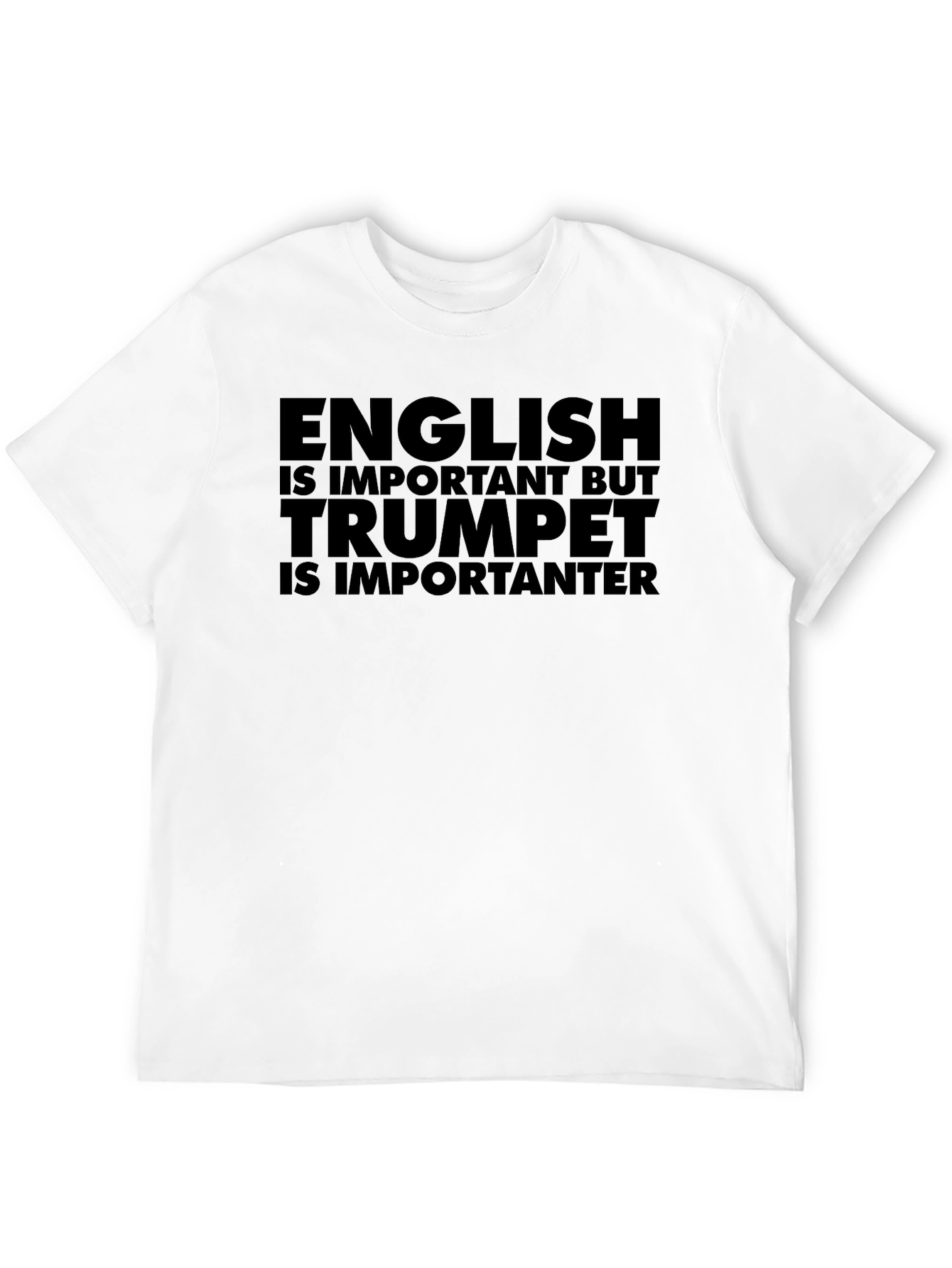 Black English/Trumpet Slogan Tee - Music Humor Graphic T-Shirt view 12