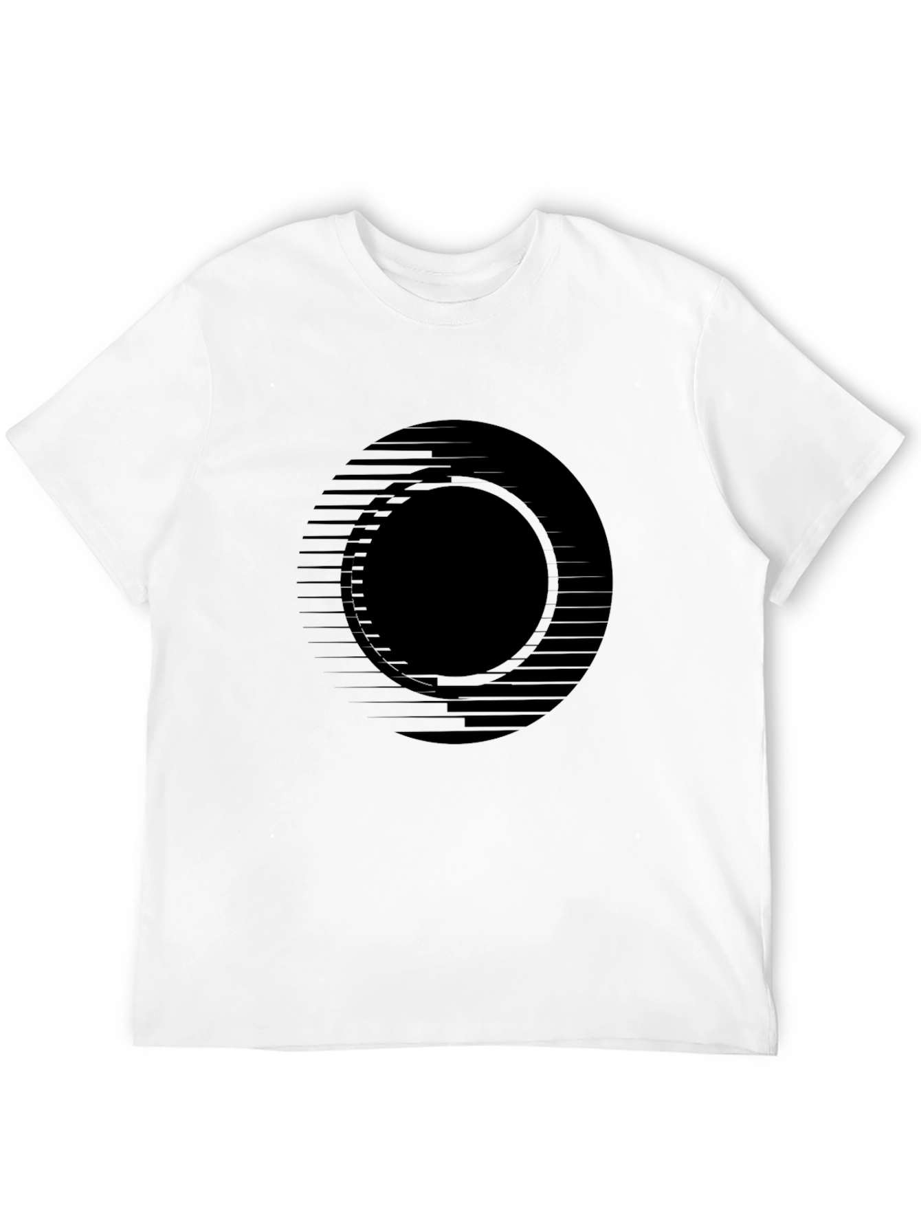 Black Men's Black Graphic Tee - Modern Circle Design view 12