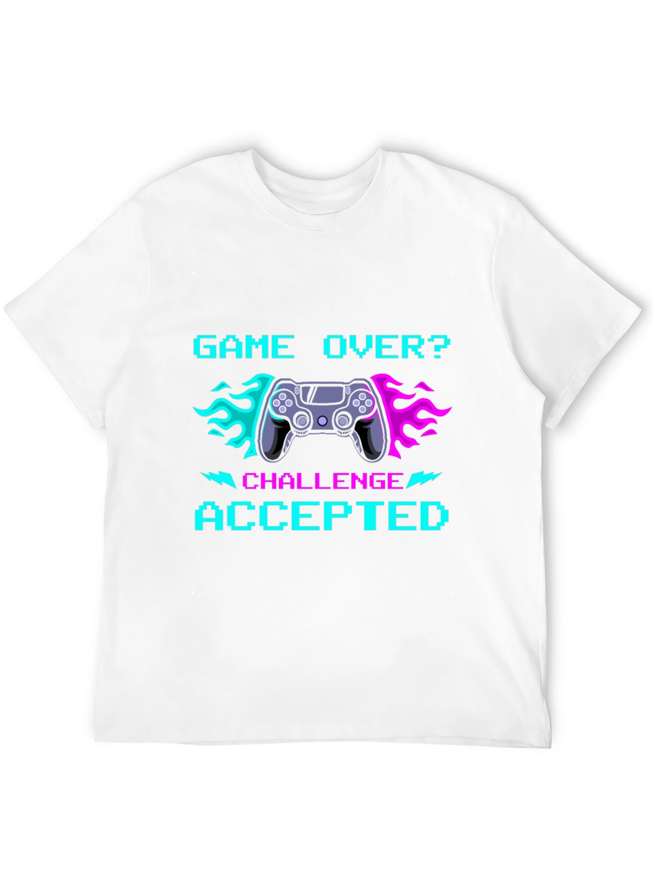Black Game Over Challenge Accepted Graphic Tee - Gamer T-Shirt view 12