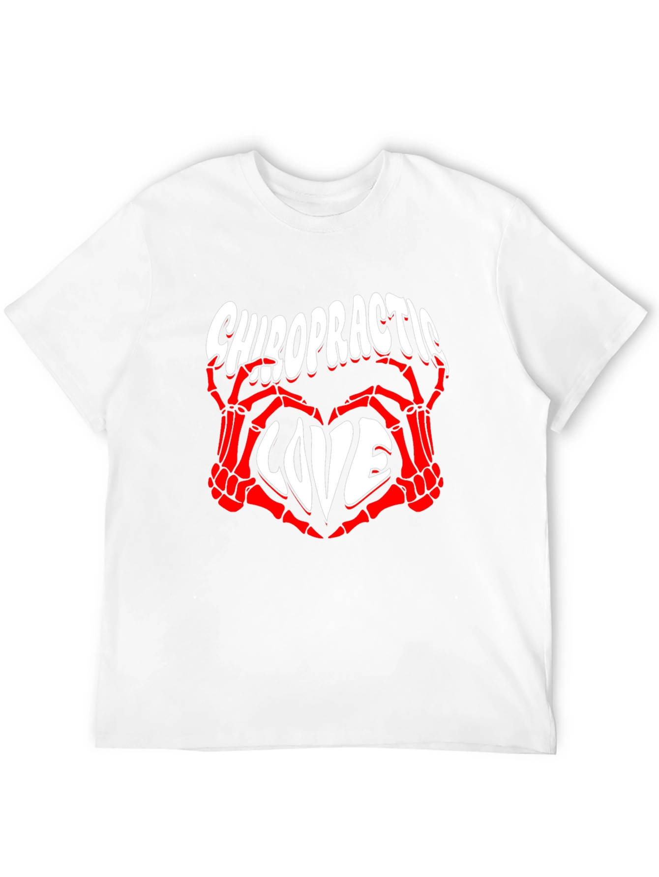 Black Chiropractic Love T-Shirt - Red Skeleton Hands Heart view 12