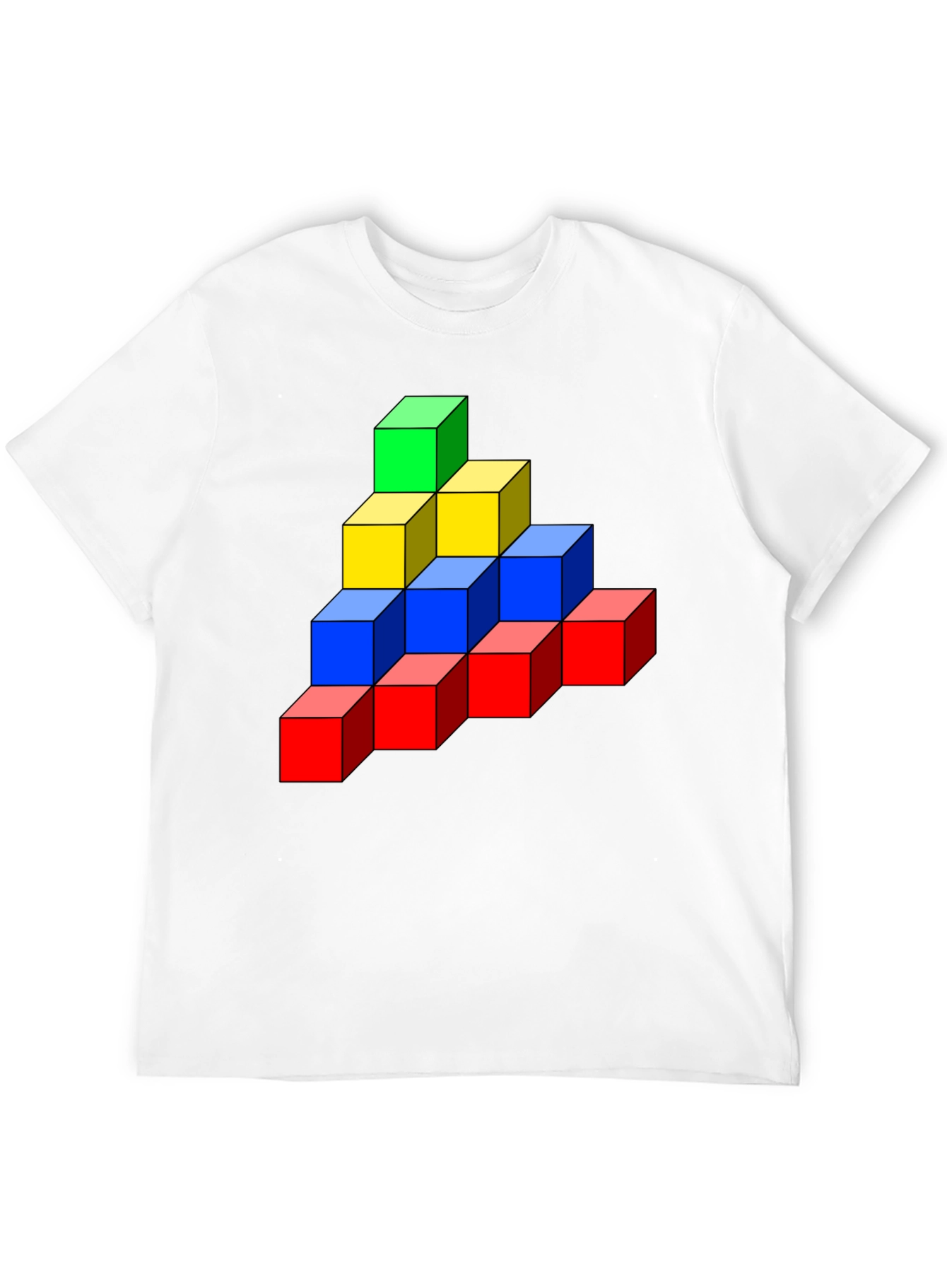 Black Colorful Cube Stack Graphic Tee - Unique Design view 12