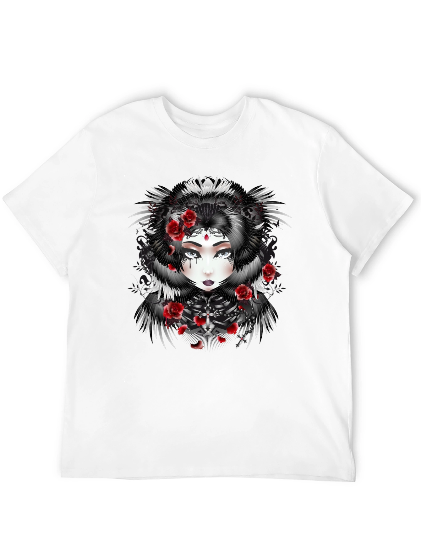 Black Gothic Rose Queen Graphic Black T-Shirt view 12