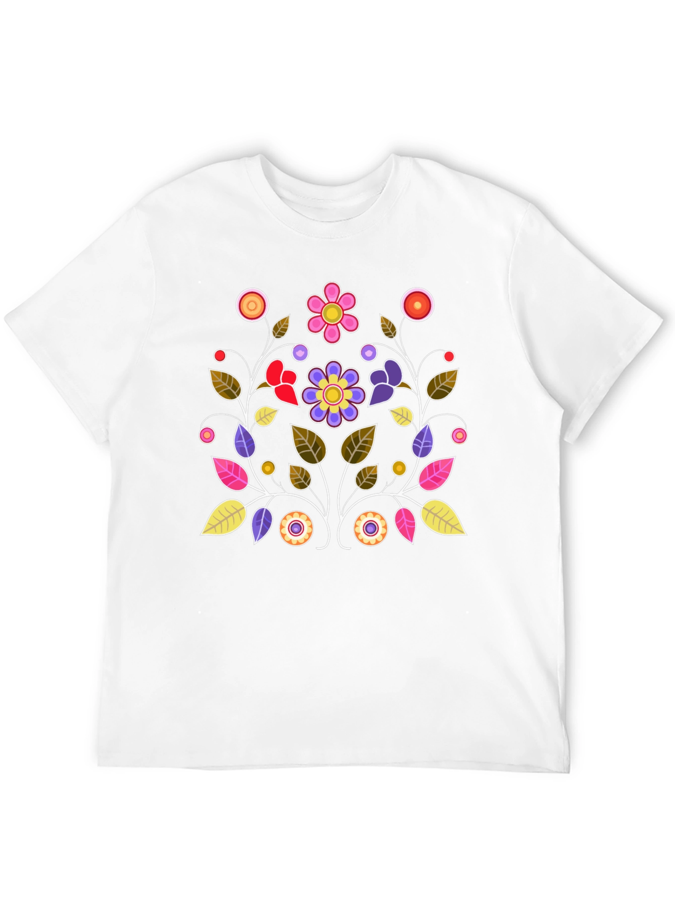 Black Floral Design Black T-Shirt view 12