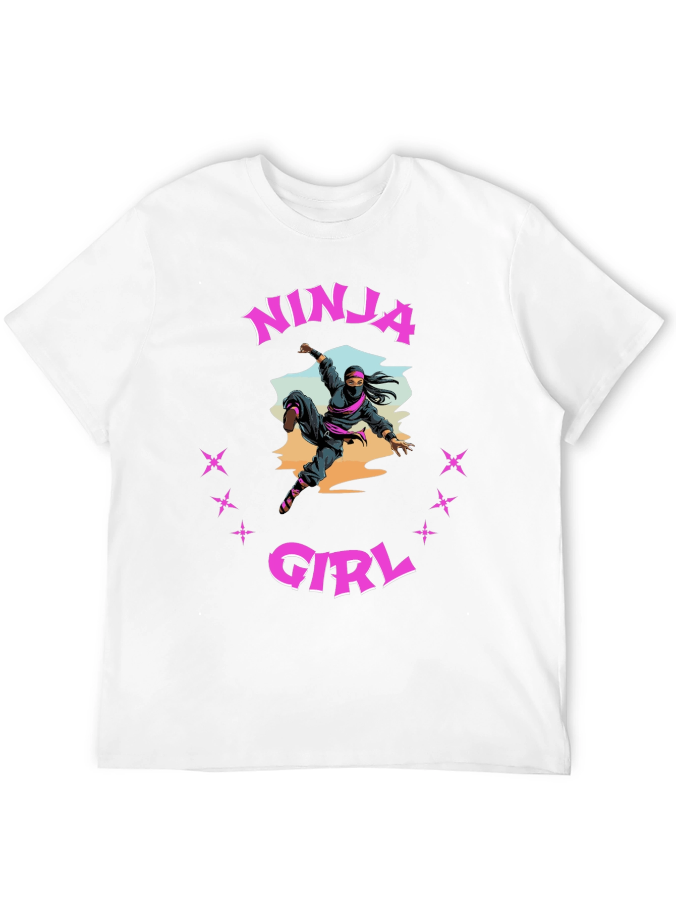 Black Ninja Girl Graphic Tee - Black Cotton T-Shirt view 12