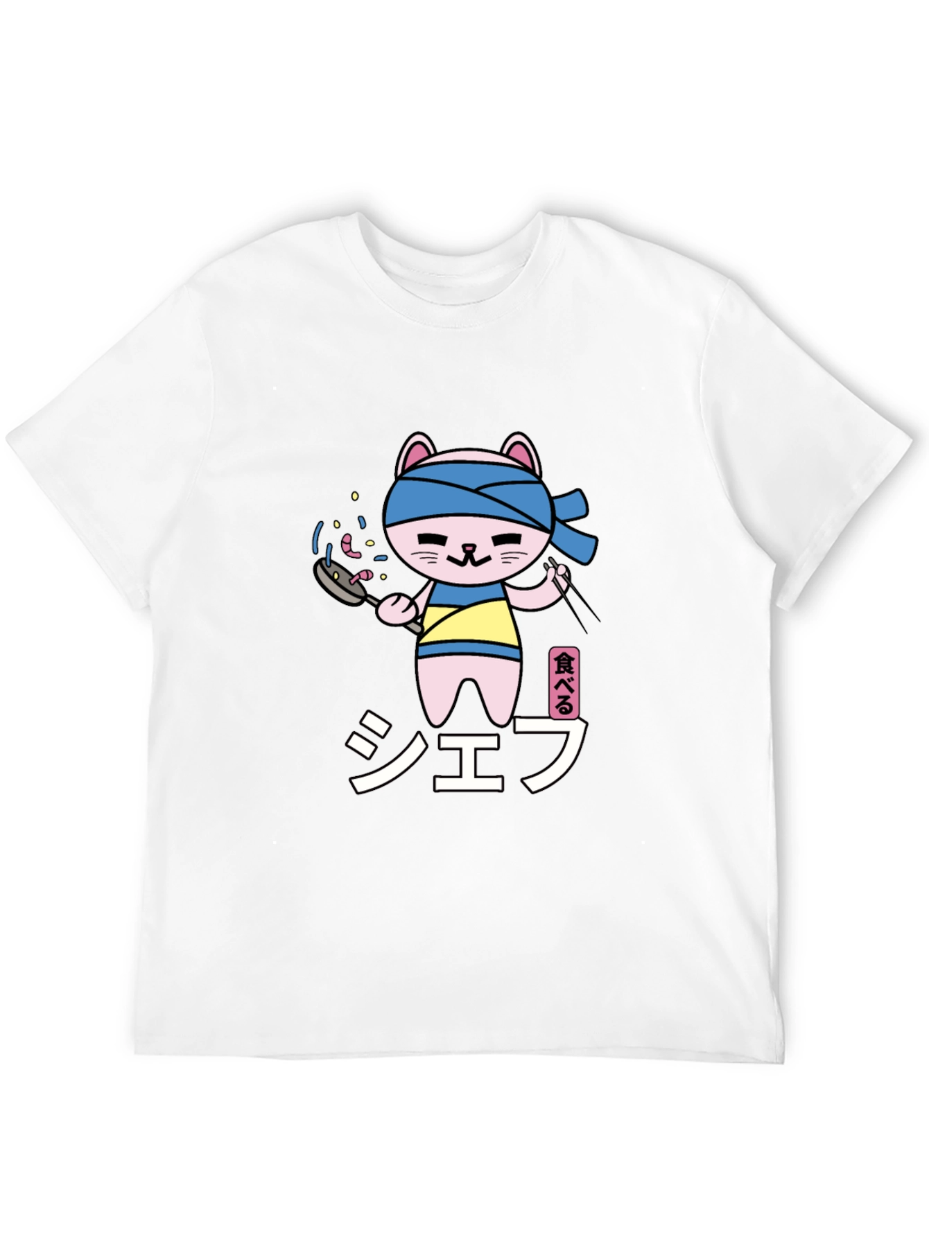 Black Chef Cat T-Shirt - Black, Cartoon Graphic Tee view 12