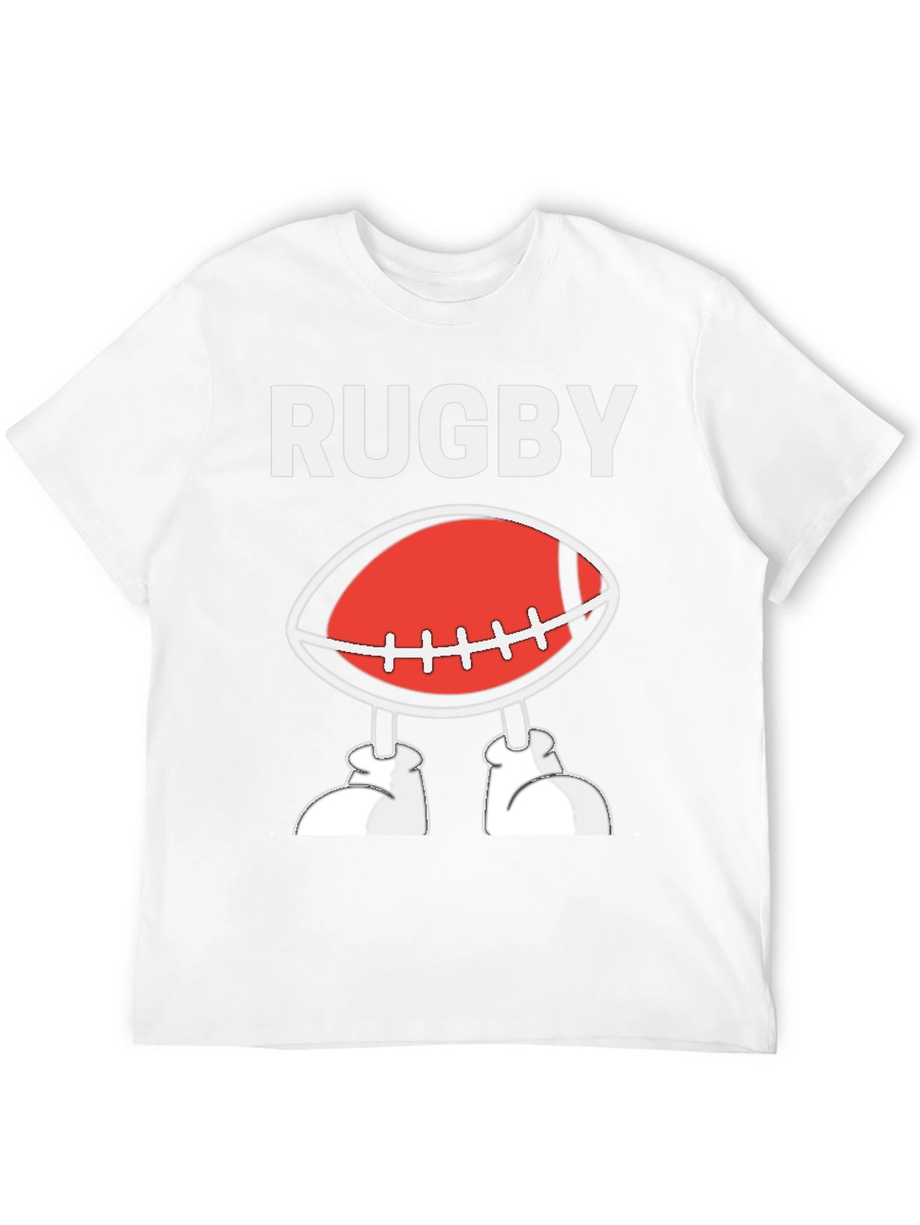 Black Rugby Football Cartoon T-Shirt - Black view 12