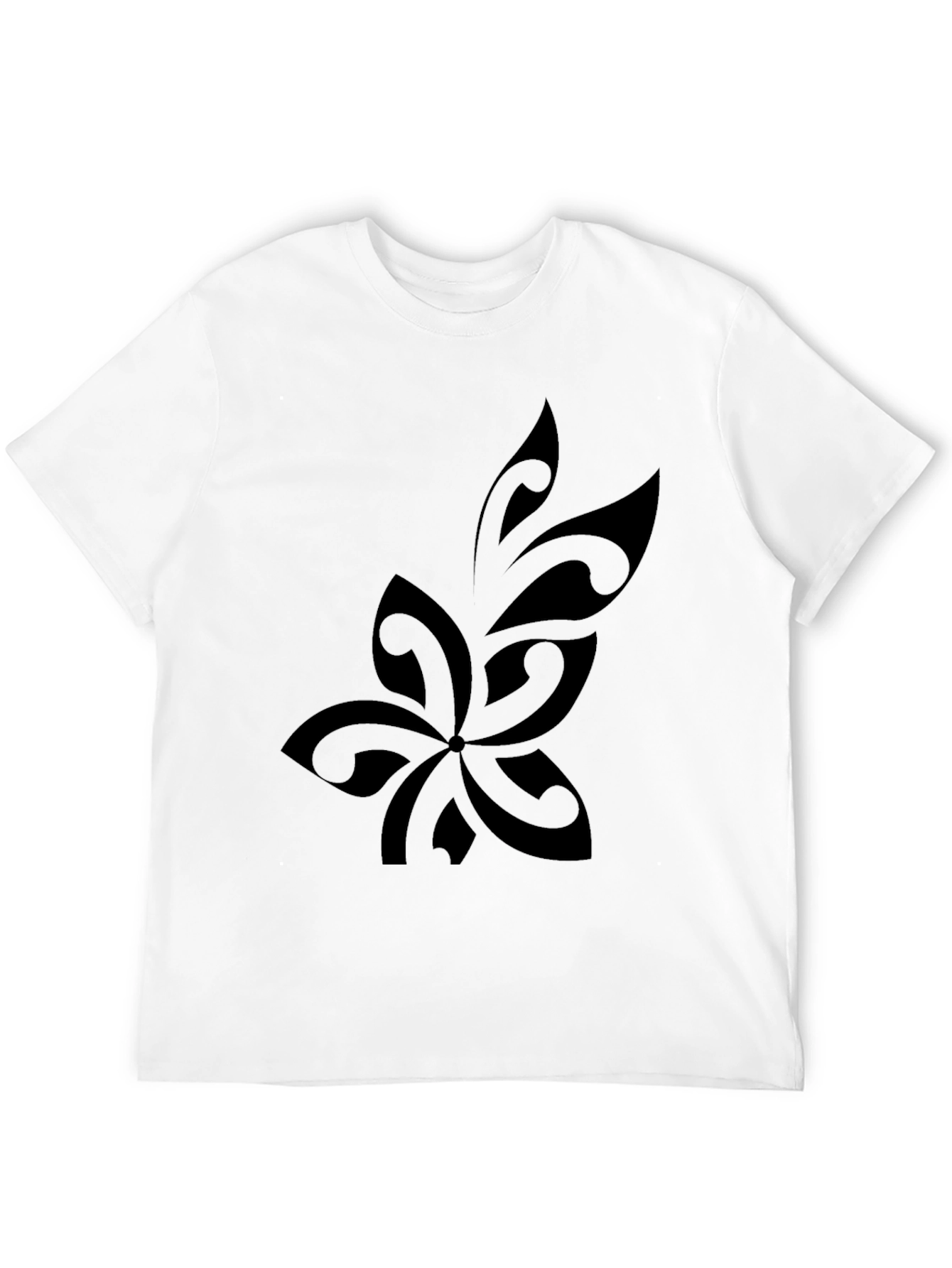 Black Stylish Black T-Shirt with Tribal Flower Design view 12