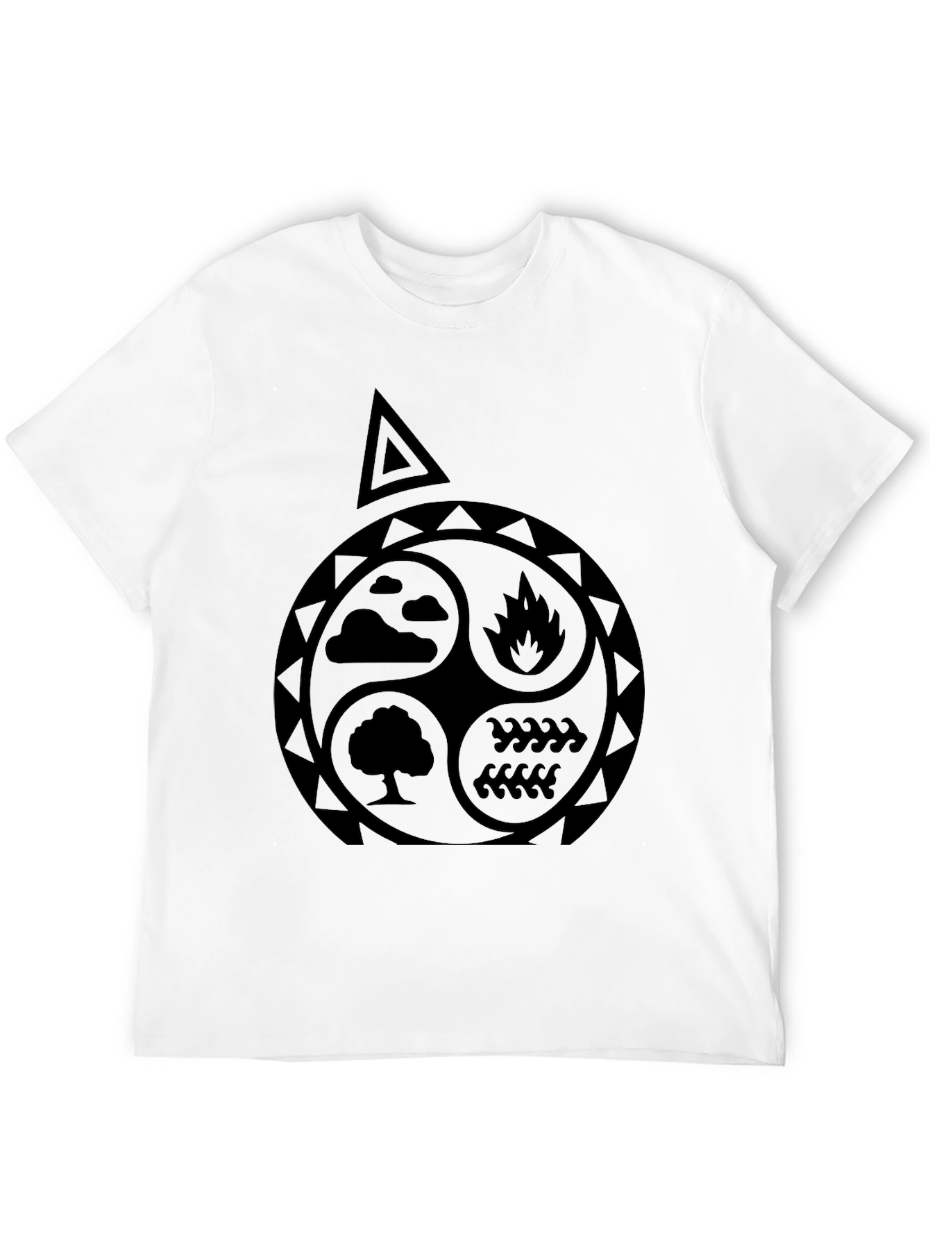 Black Elements T-Shirt: Earth, Air, Fire, Water Symbol view 12