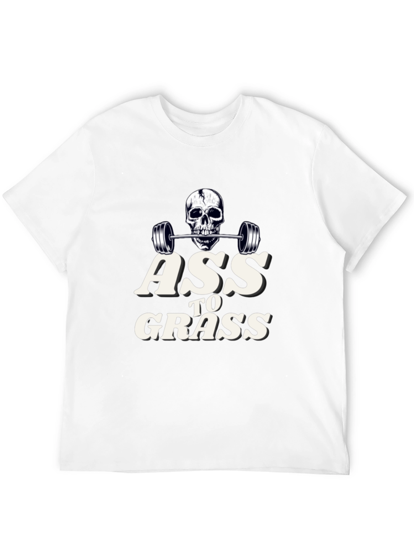 Black Ass to Grass Weightlifting Skull Graphic T-Shirt view 12