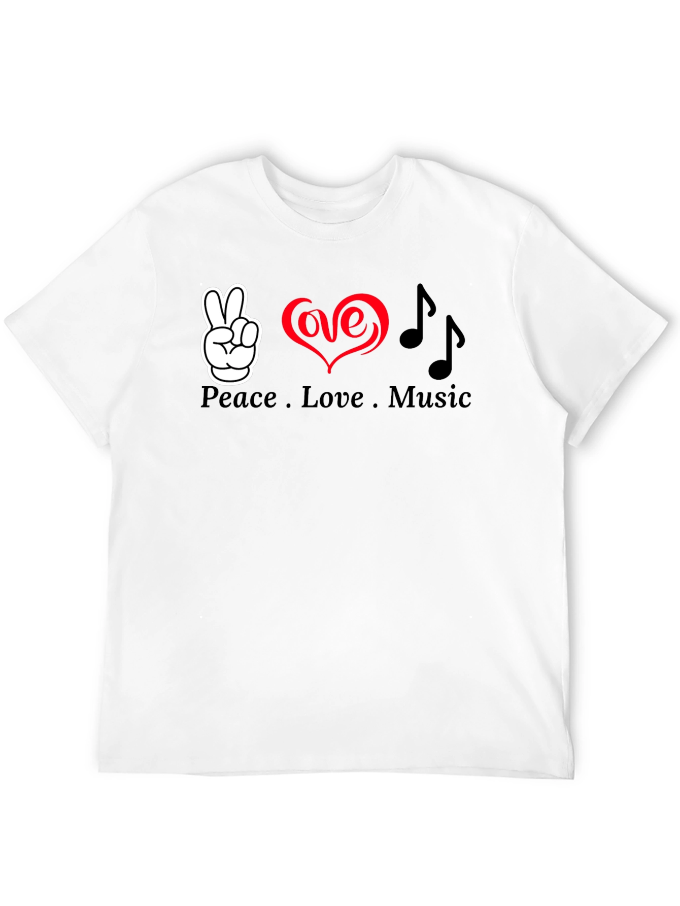 Black Peace Love Music Graphic T-Shirt - Soft Cotton Blend view 12
