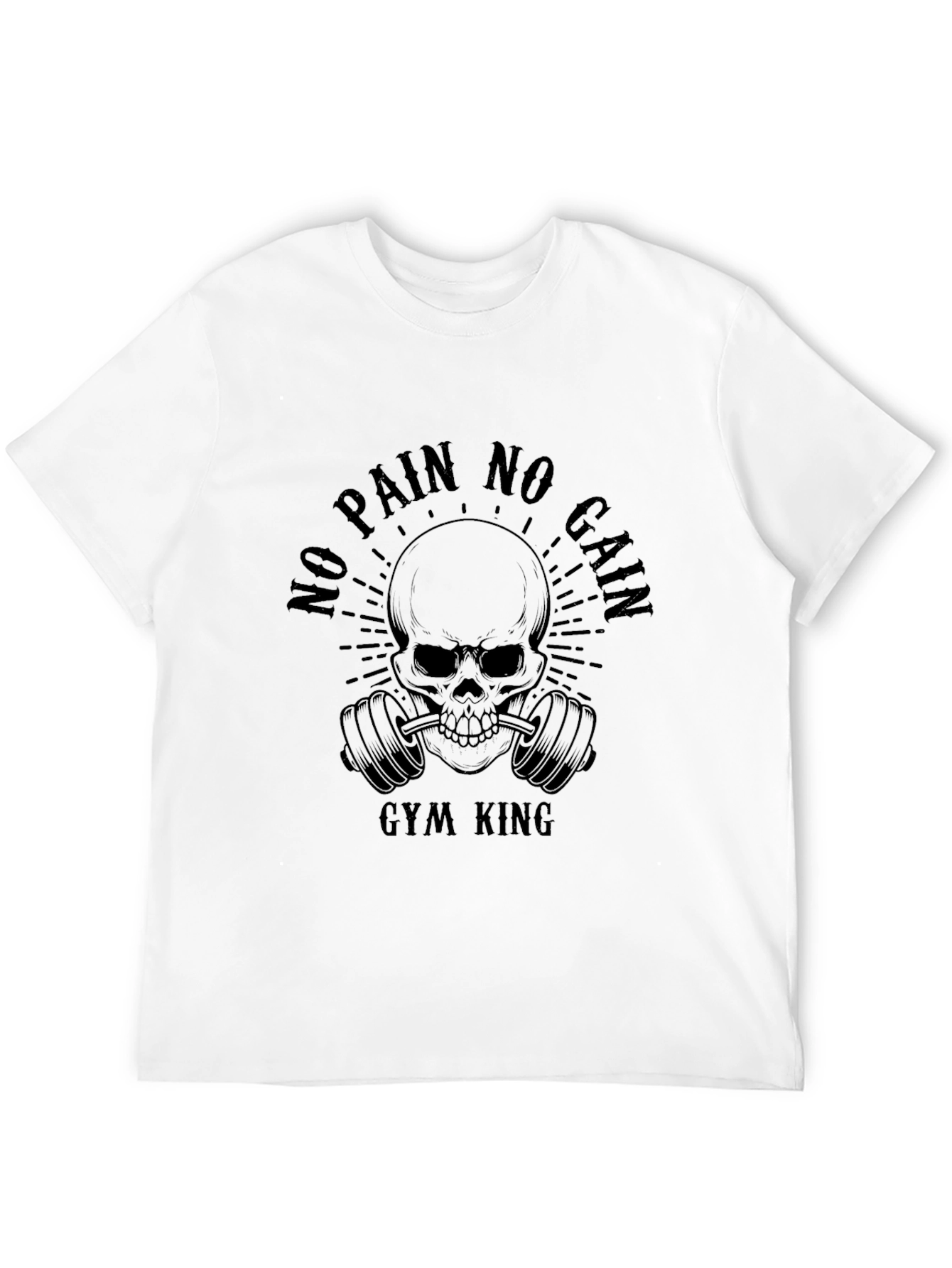 Black Gym King No Pain No Gain Skull T-Shirt view 12