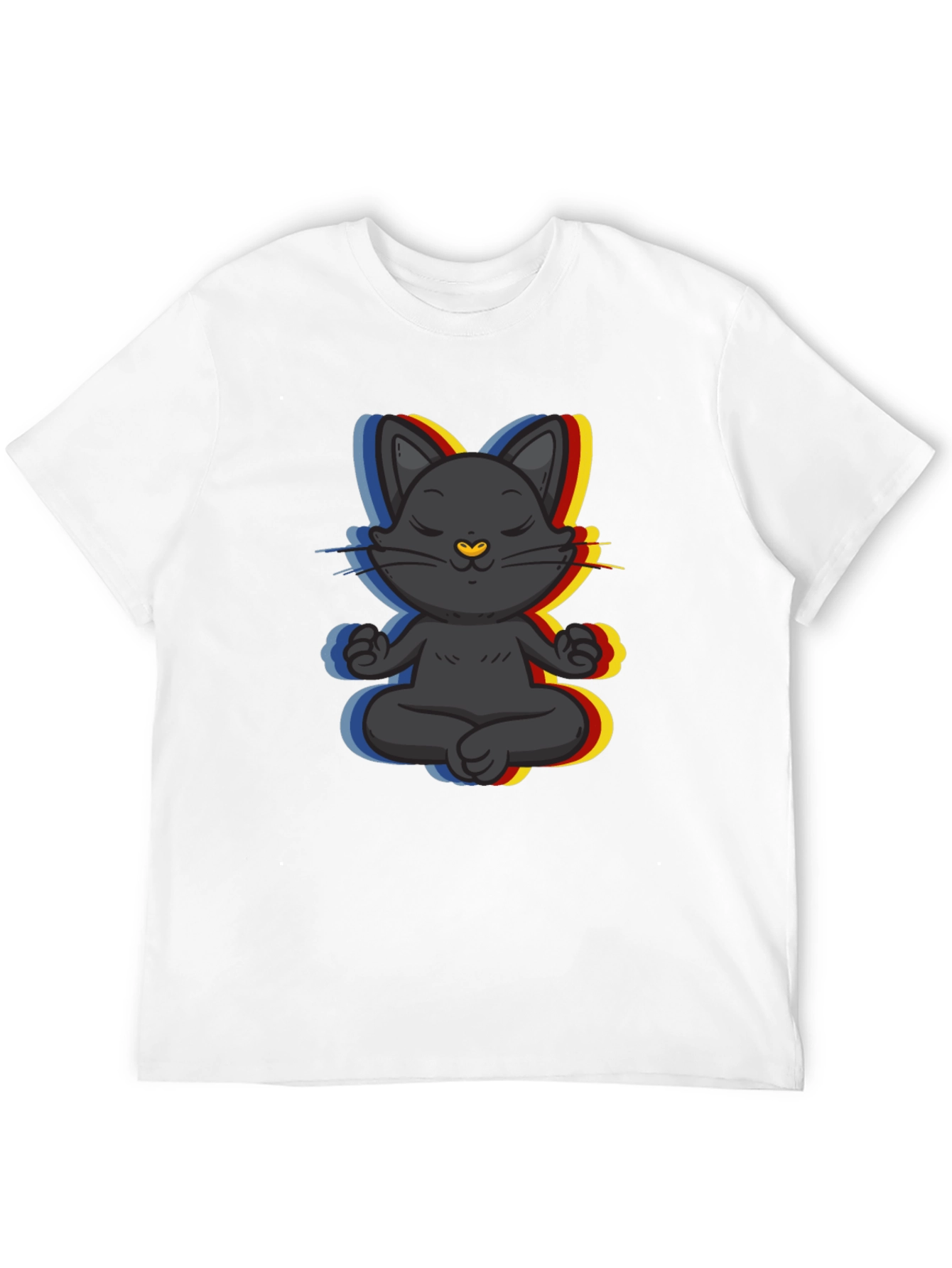Black Zen Cat T-Shirt - Meditating Feline Tee view 12