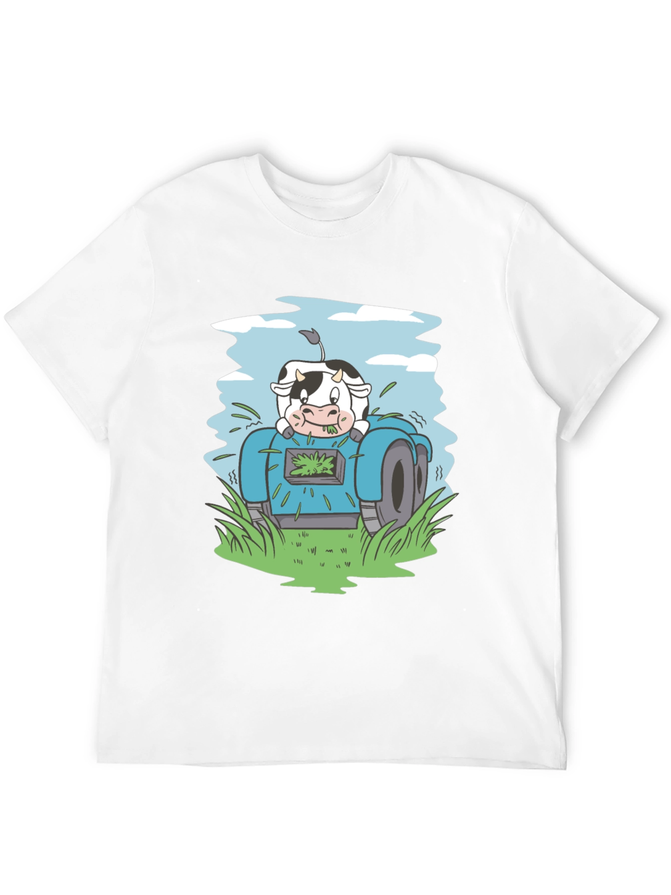Black Cow Riding Lawnmower Graphic Tee view 12