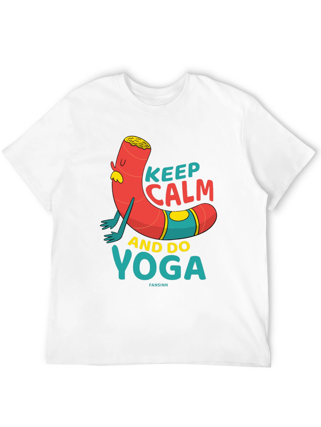 Black Keep Calm Yoga Cartoon T-Shirt view 12