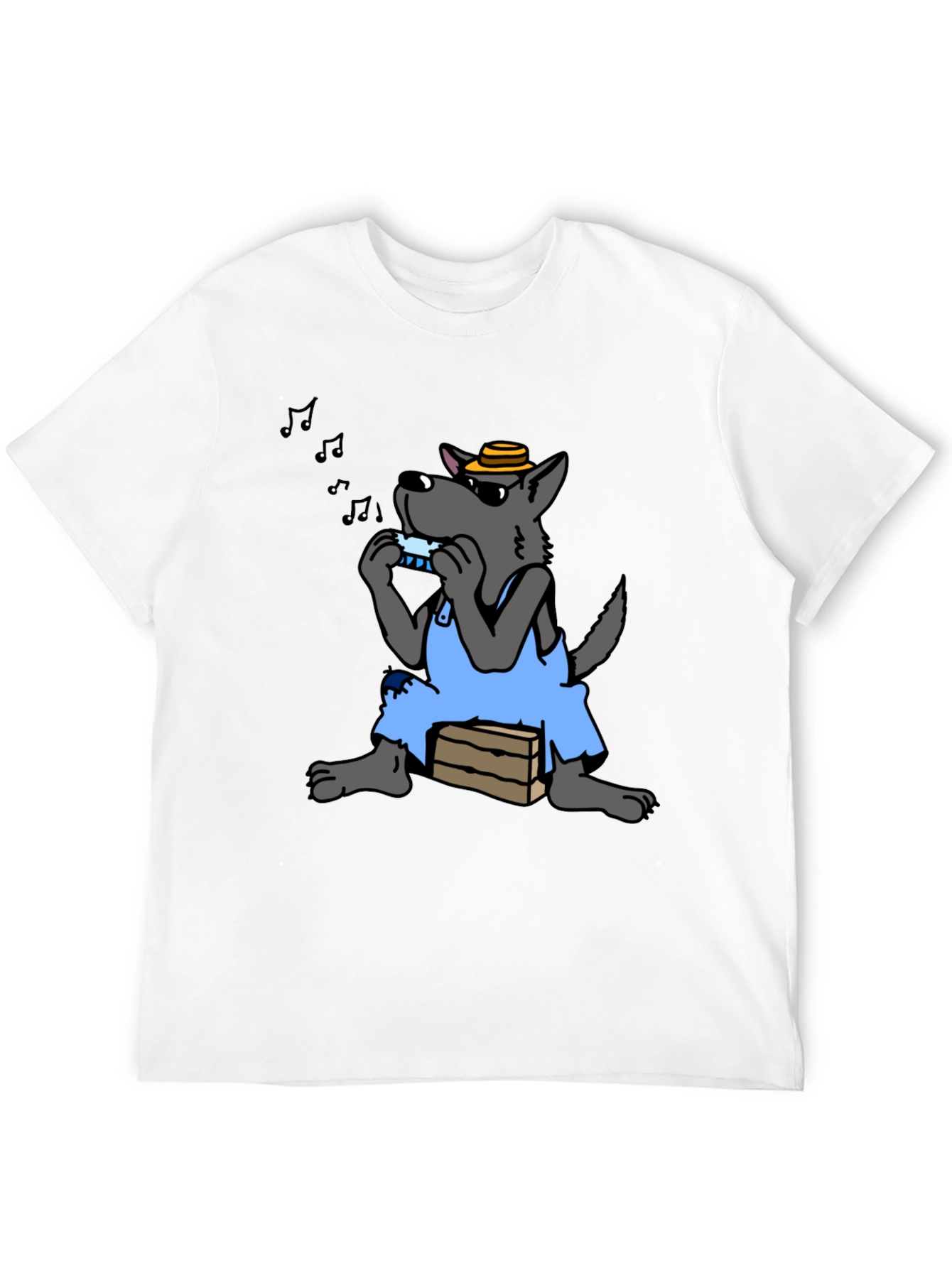Black Harmonica Wolf Graphic Tee - Unique Design view 12