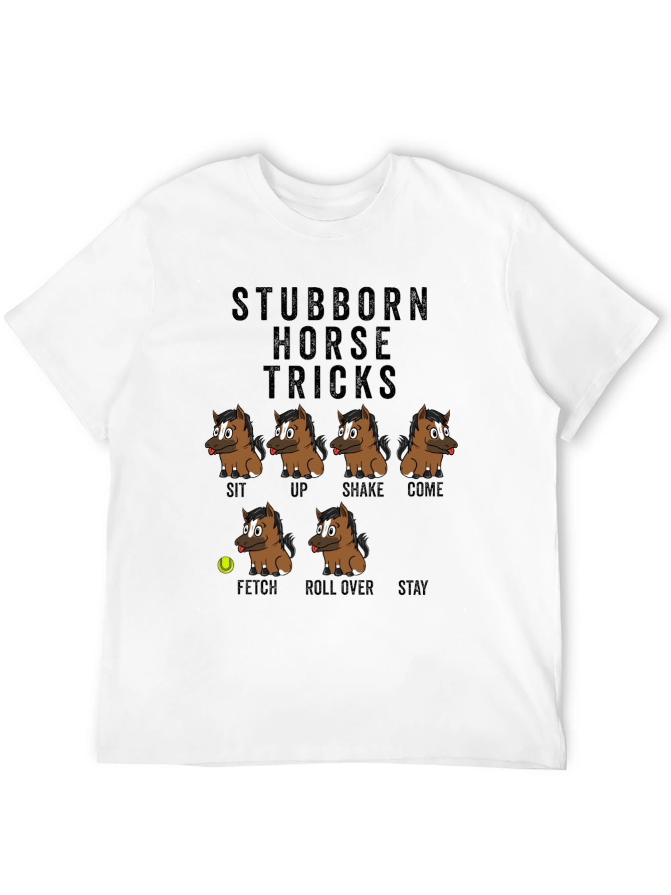 Black Stubborn Horse Tricks Graphic T-Shirt view 12