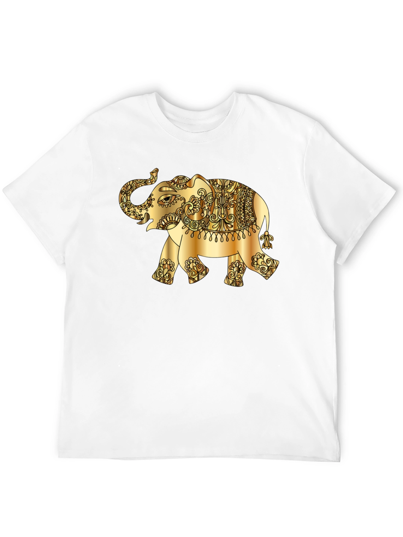 Black Golden Elephant Graphic Tee - Stylish Black T-Shirt view 12
