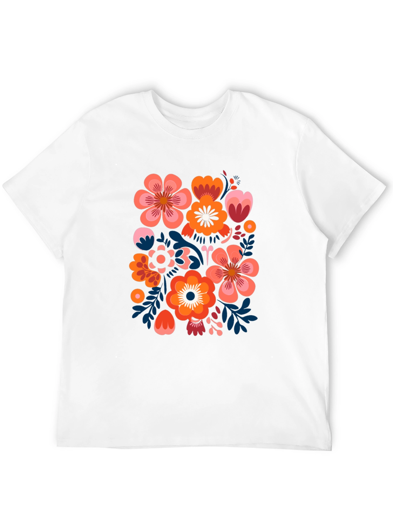 Black Floral Pattern Black T-Shirt view 12