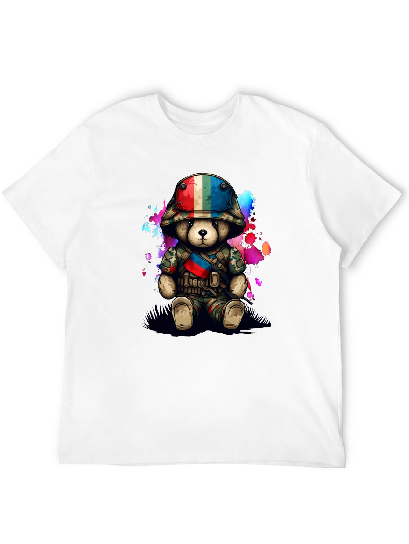 Black Military Teddy Bear Graphic T-Shirt view 12