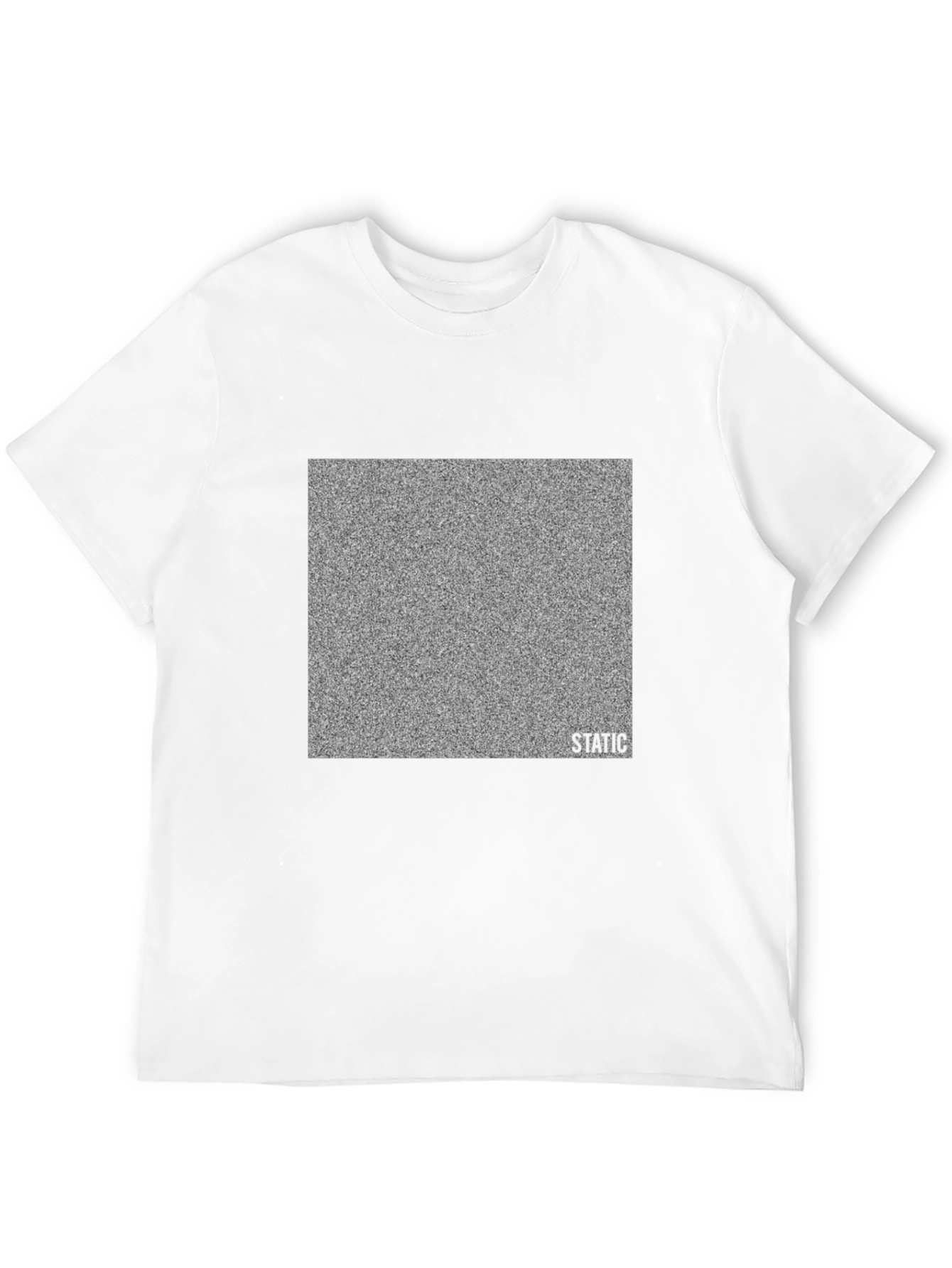 Black Static Noise Graphic Tee - Black Cotton Casual Wear view 12